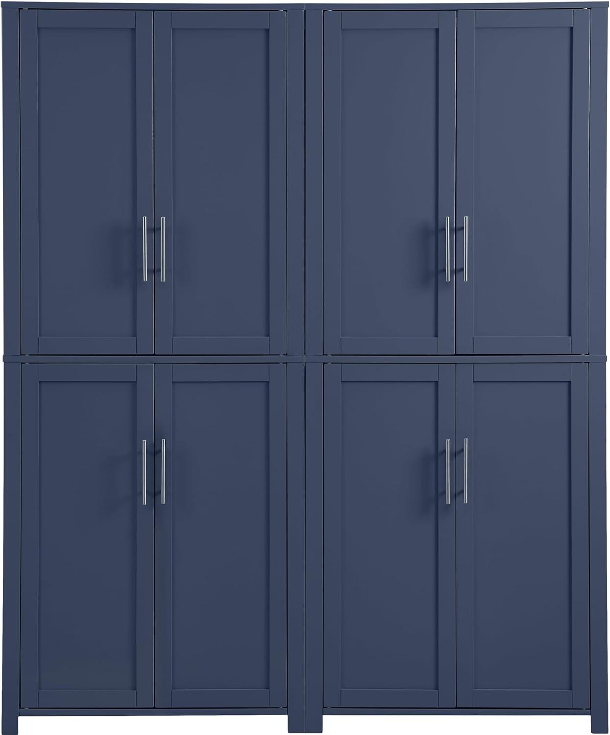 Crosley 67" Savannah 2pc Kitchen Storage Pantry Set Navy: Traditional Style, Wood Veneer, MDF Frame, 6 Shelves