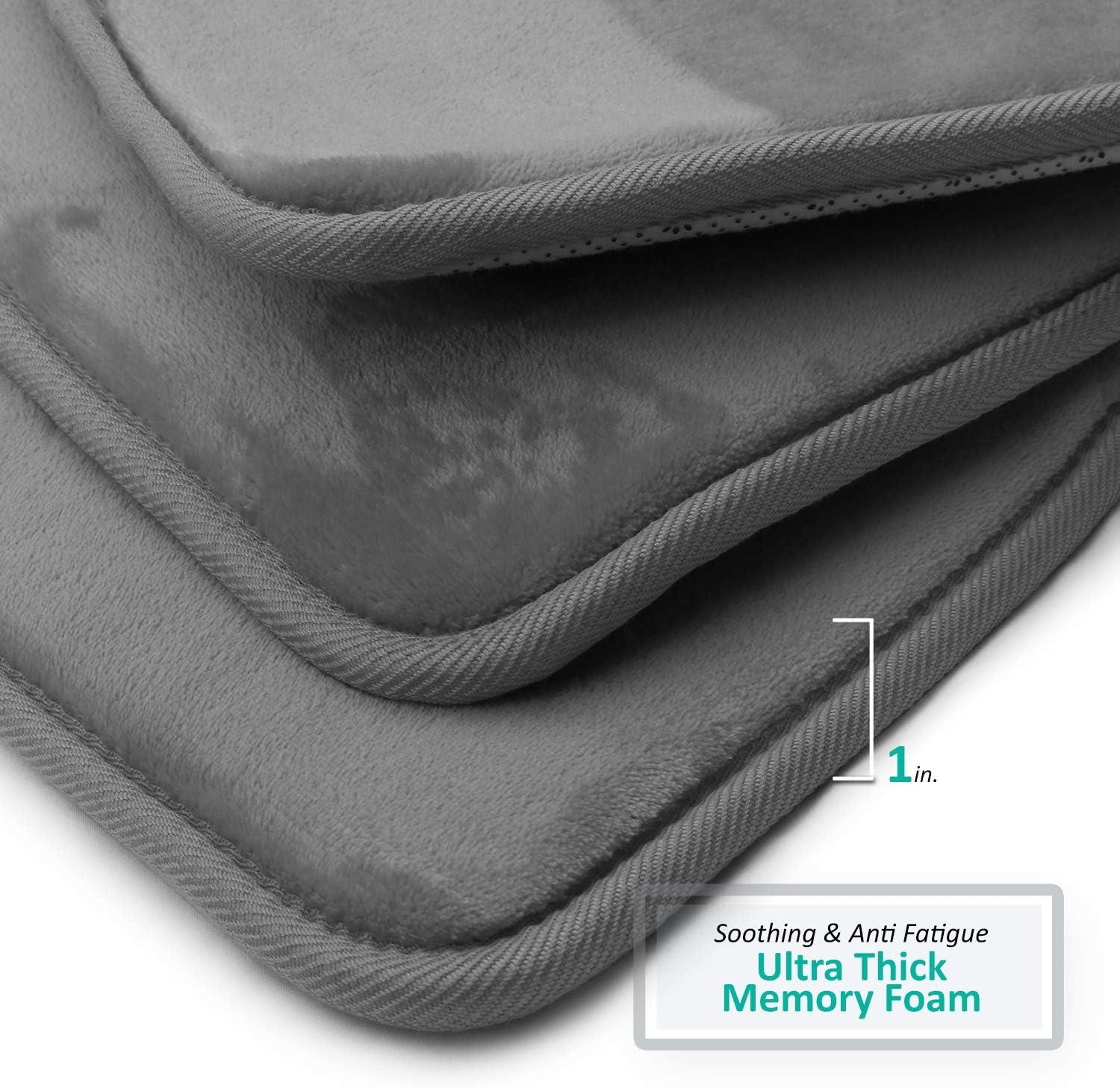 Clara Clark Ultra Soft and Absorbent Memory Foam Bath Rug Set with Non-Slip Backing