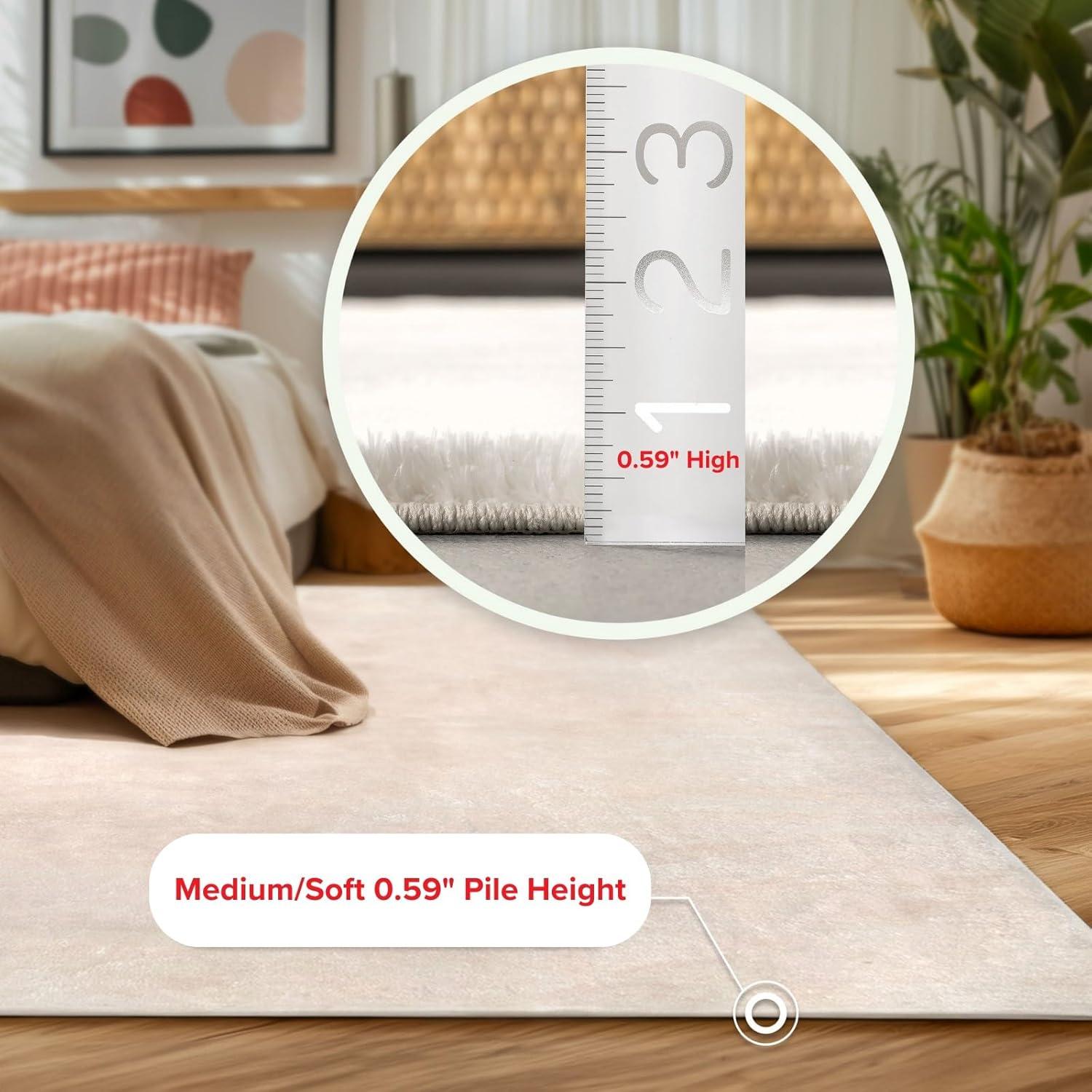 nuLOOM 2' x 3' Cozy Plush SuperiorWash Area Rug, Machine Washable, Non-Slip, Soft Fluffy Shag Carpet for Living Room Bedroom Nursery, Loni Off-white