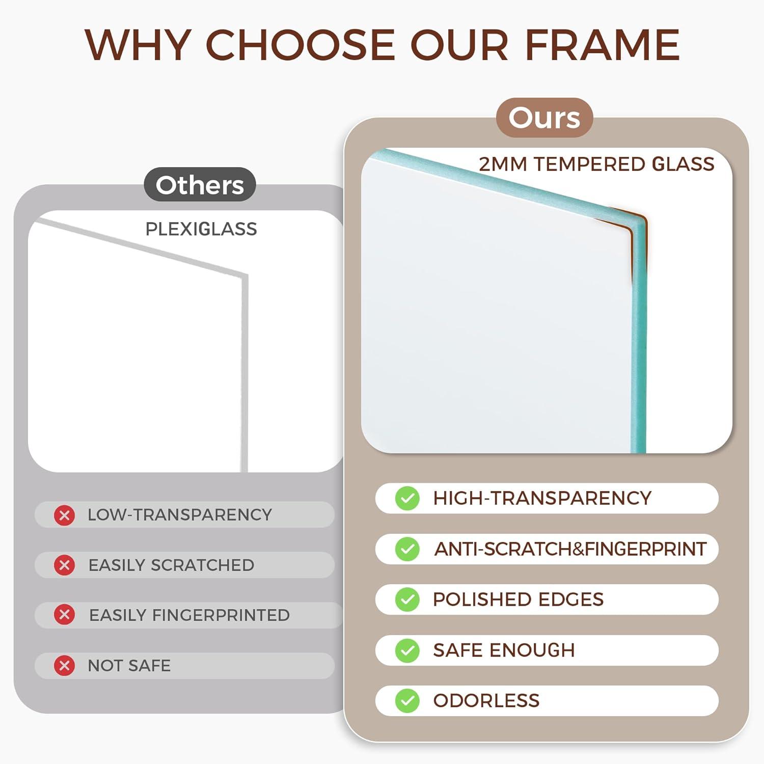 8x10 Frame Gold Picture Frame - Complete Modern Photo Frame Includes UV Acrylic Shatter Guard