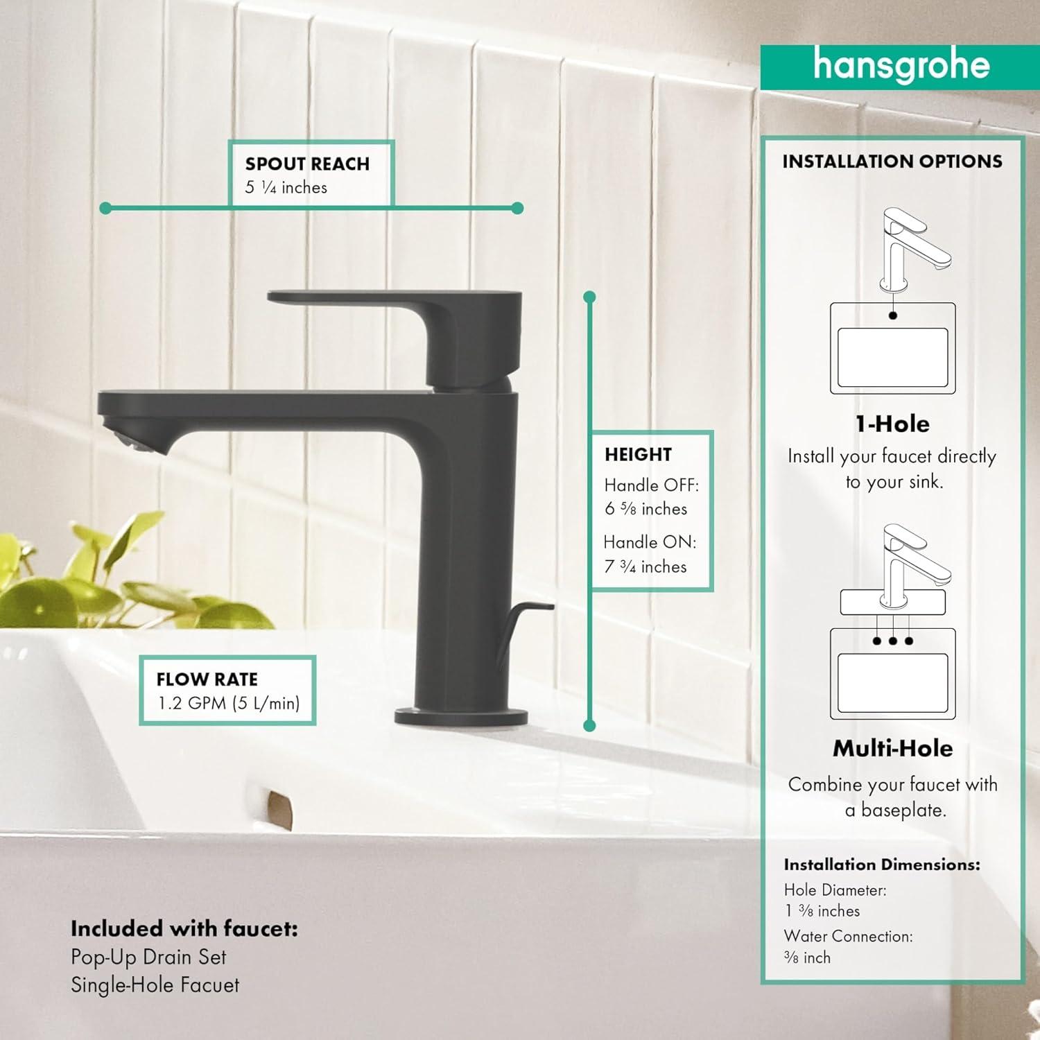 Rebris S Single Hole Bathroom Faucet with Drain Assembly