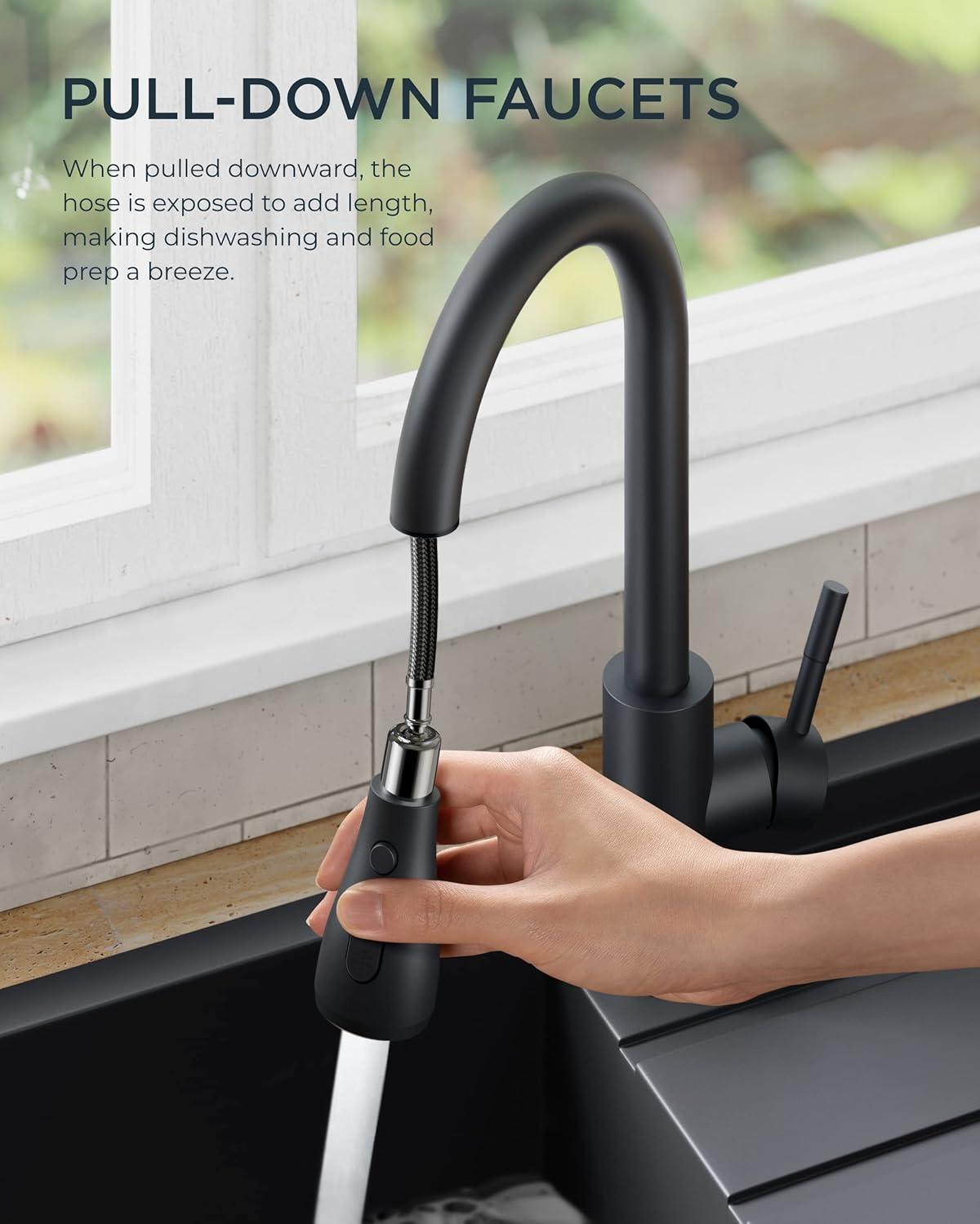 ARCORA Stainless SteelSingle Handle Pull-Down Sprayer Kitchen Faucet Set with Touchless Sensor