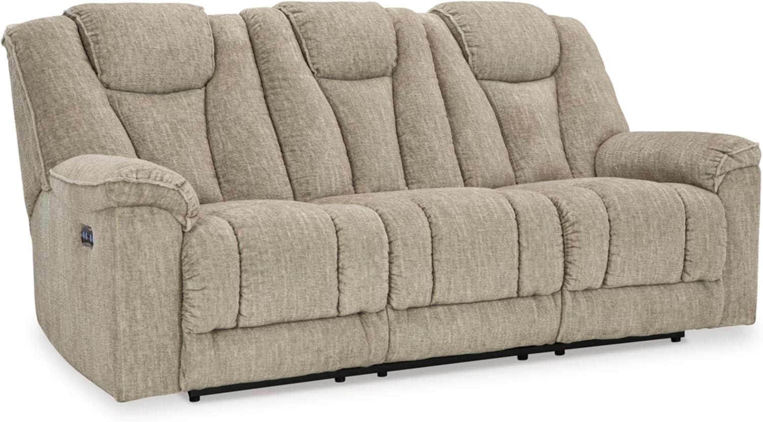 Gray Fabric Power Reclining Sofa with Pillow-top Arm