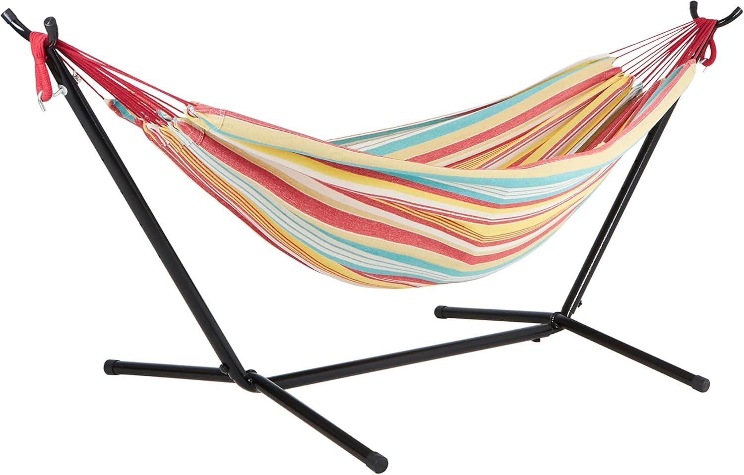 Watermelon Stripe Double Hammock with Portable Stand and Carrying Case