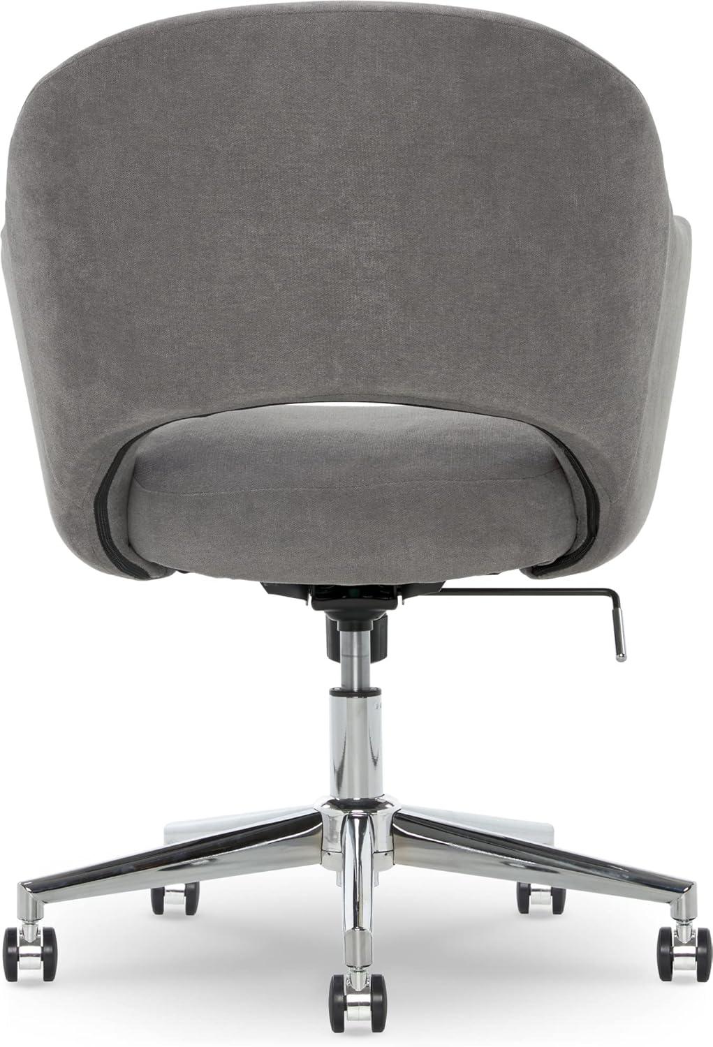 Gray Fabric Swivel Home Office Chair with Chrome Accents