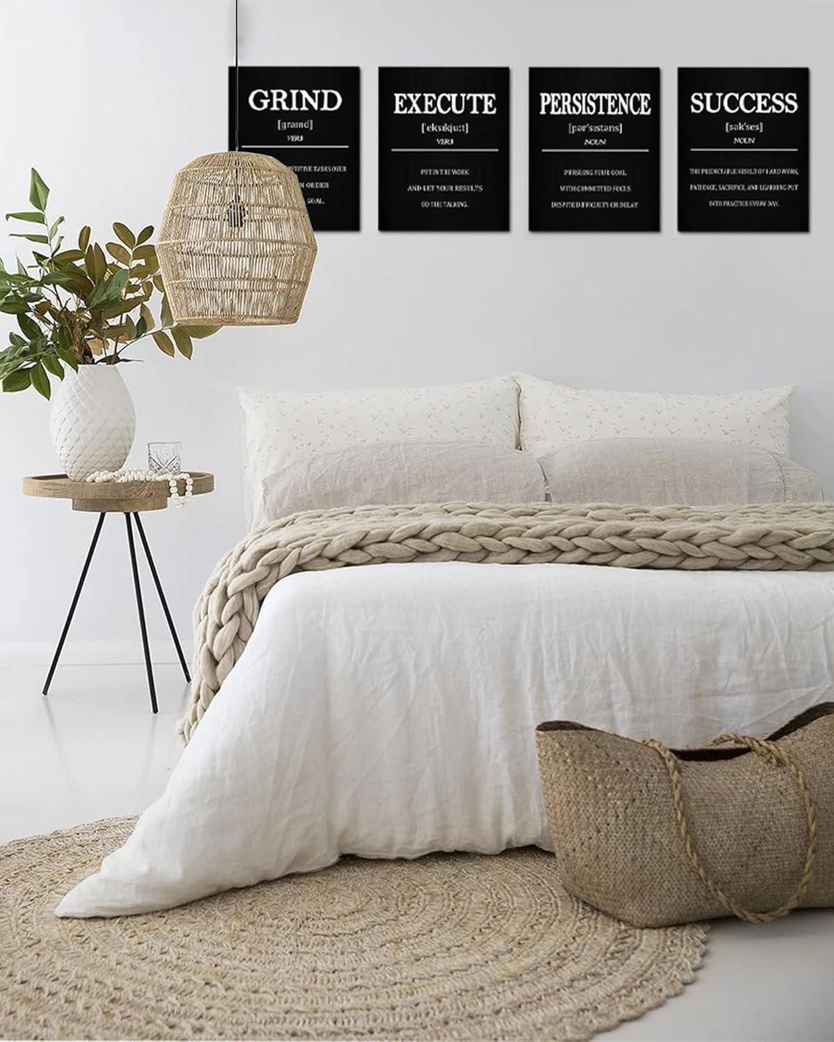 Drsoum Inspirational Office Wall Art Motivational Quotes Wood Framed Canvas Posters 8"x10"x6PCS