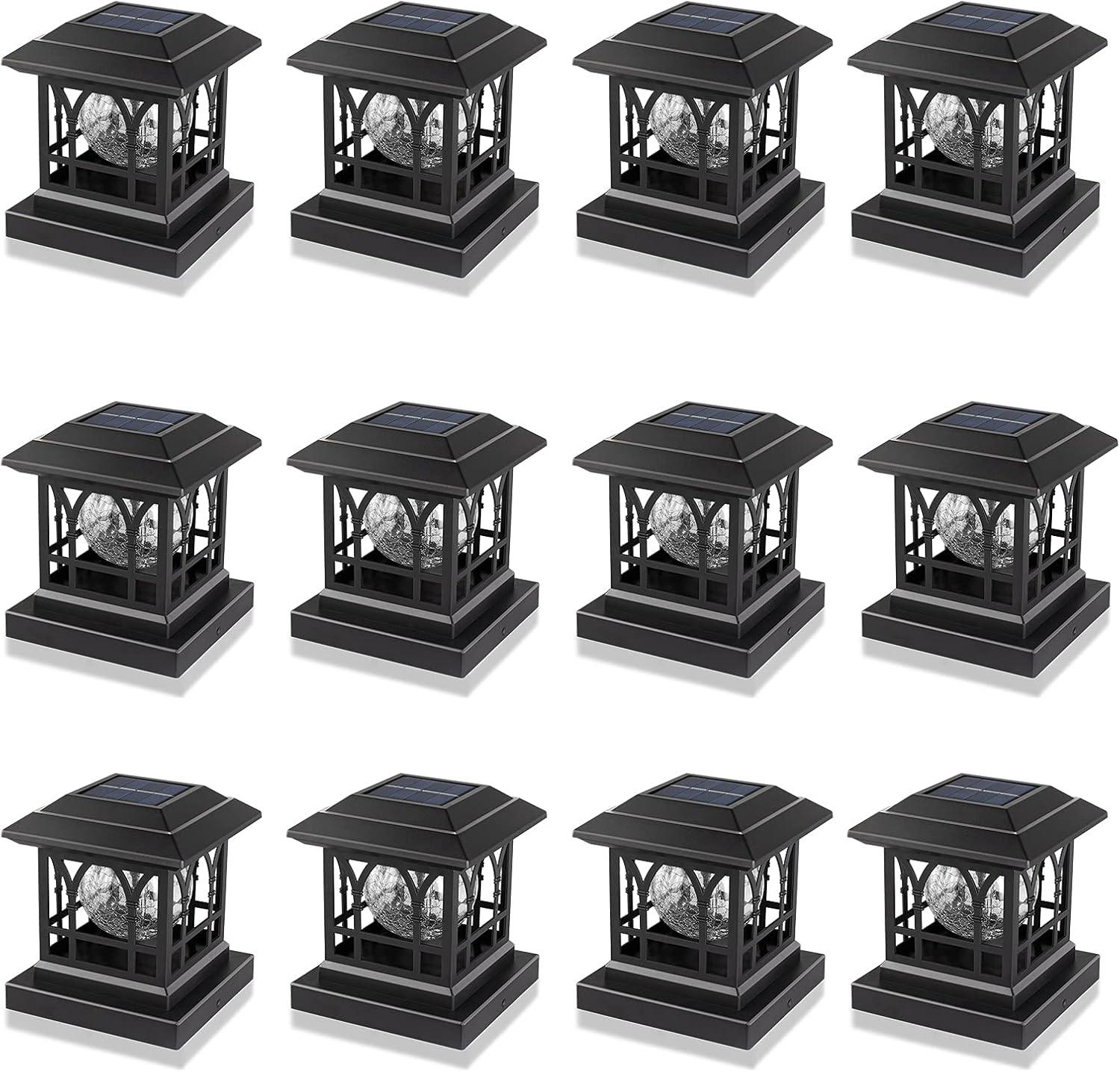 Liefgarden Solar Post Cap Lights Outdoor, RGB & Warm White 2 LED Lighting Mode 20 LM, Fits 3.6x3.6 4x4 4.5x4.5 5x5 Wooden Fence Deck Patio Garden. Black (6 Pack)