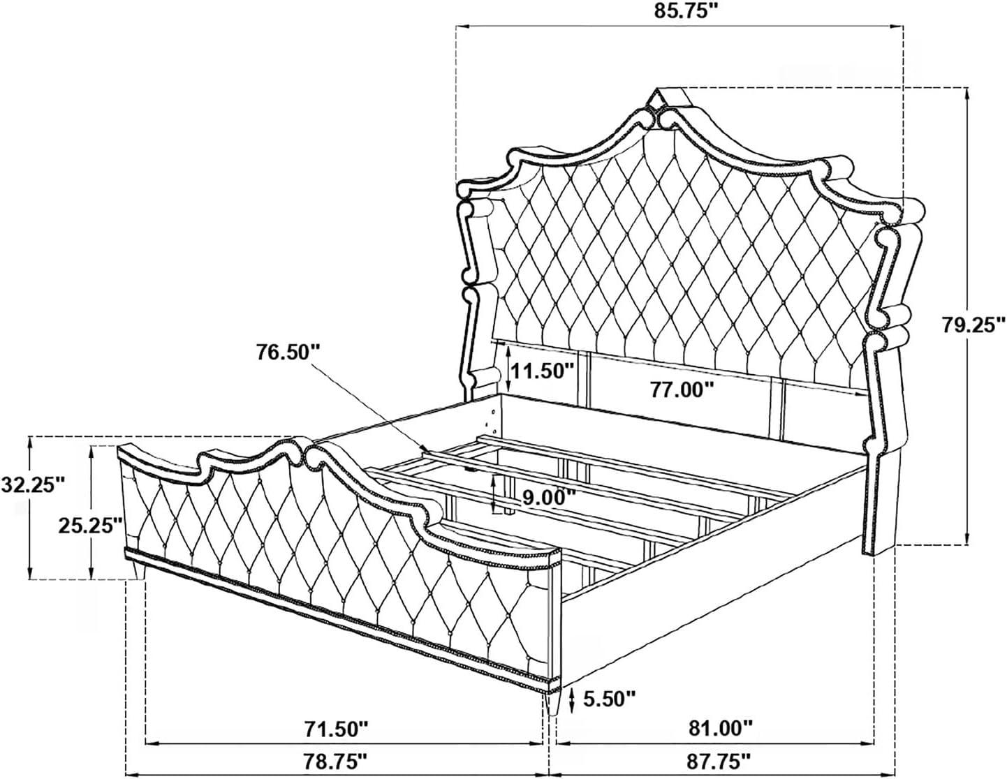 King Cream Tufted Upholstered Bed with Nailhead Trim