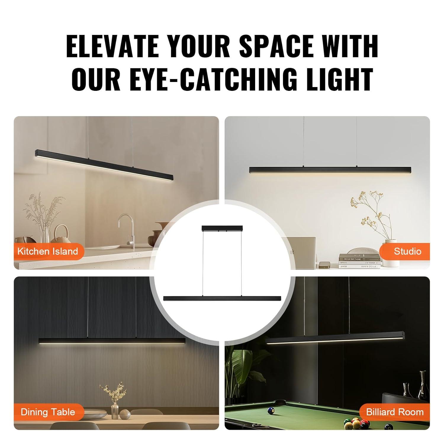 Wrought Studio™ Dimmable Linear Pendant Light 20W 47in LED Linear Light Fixture Chandelier