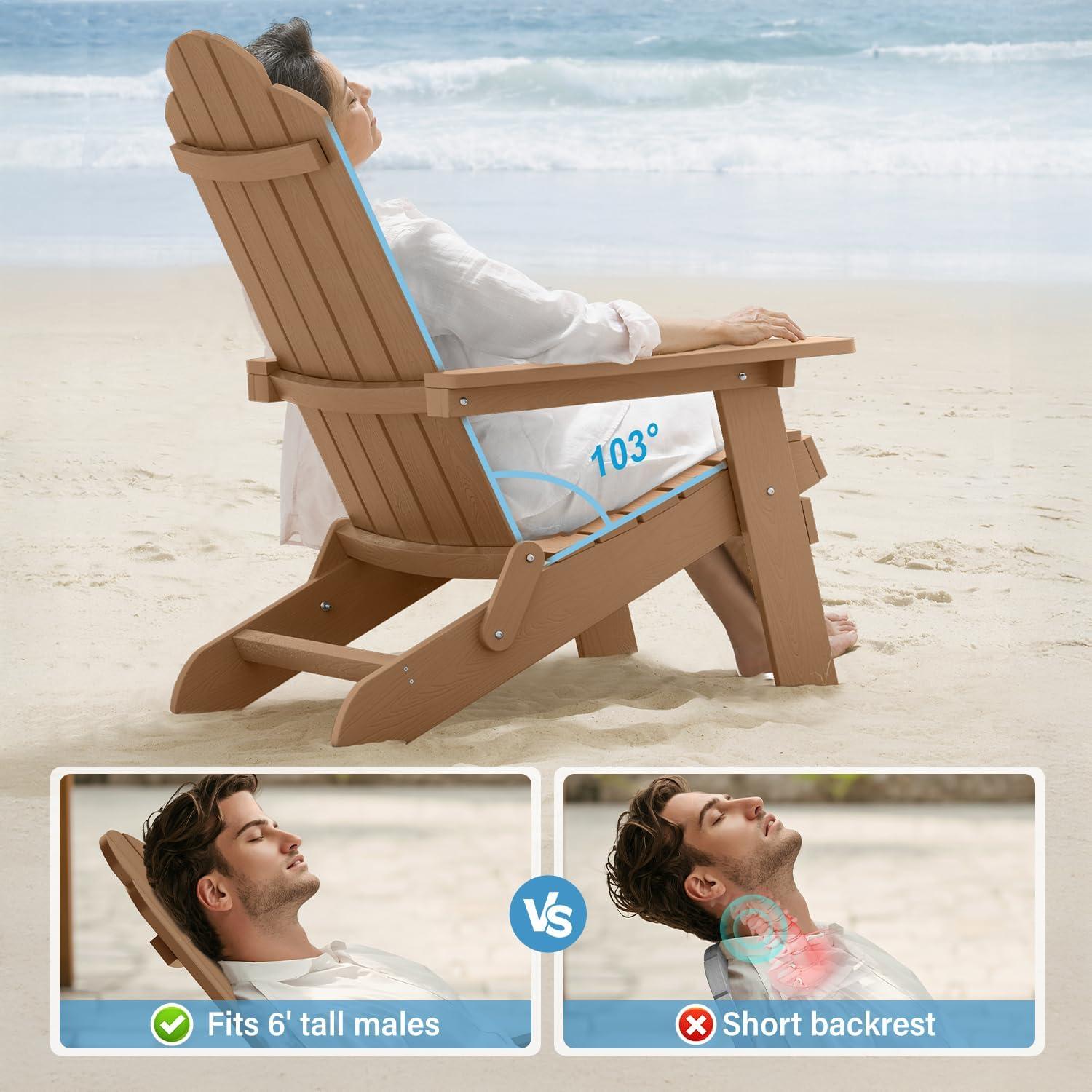 Highland Dunes Outdoor Plastic Folding Adirondack Chair For All Weather (Set Of 4) (Set of 4)