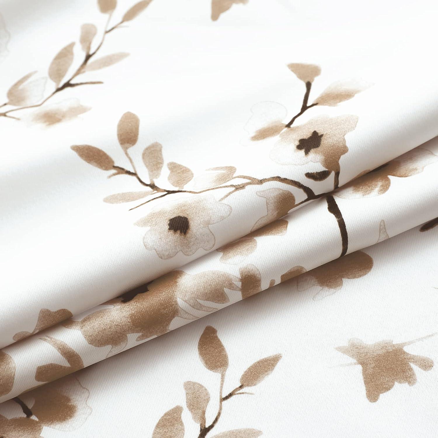 Coffee Apricot Floral Blackout Grommet Curtains 84" x 52"