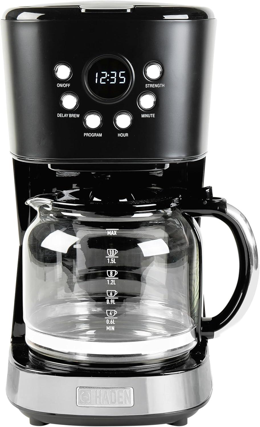 HADEN Heritage Black and Chrome 12-Cup Programmable Coffee Maker