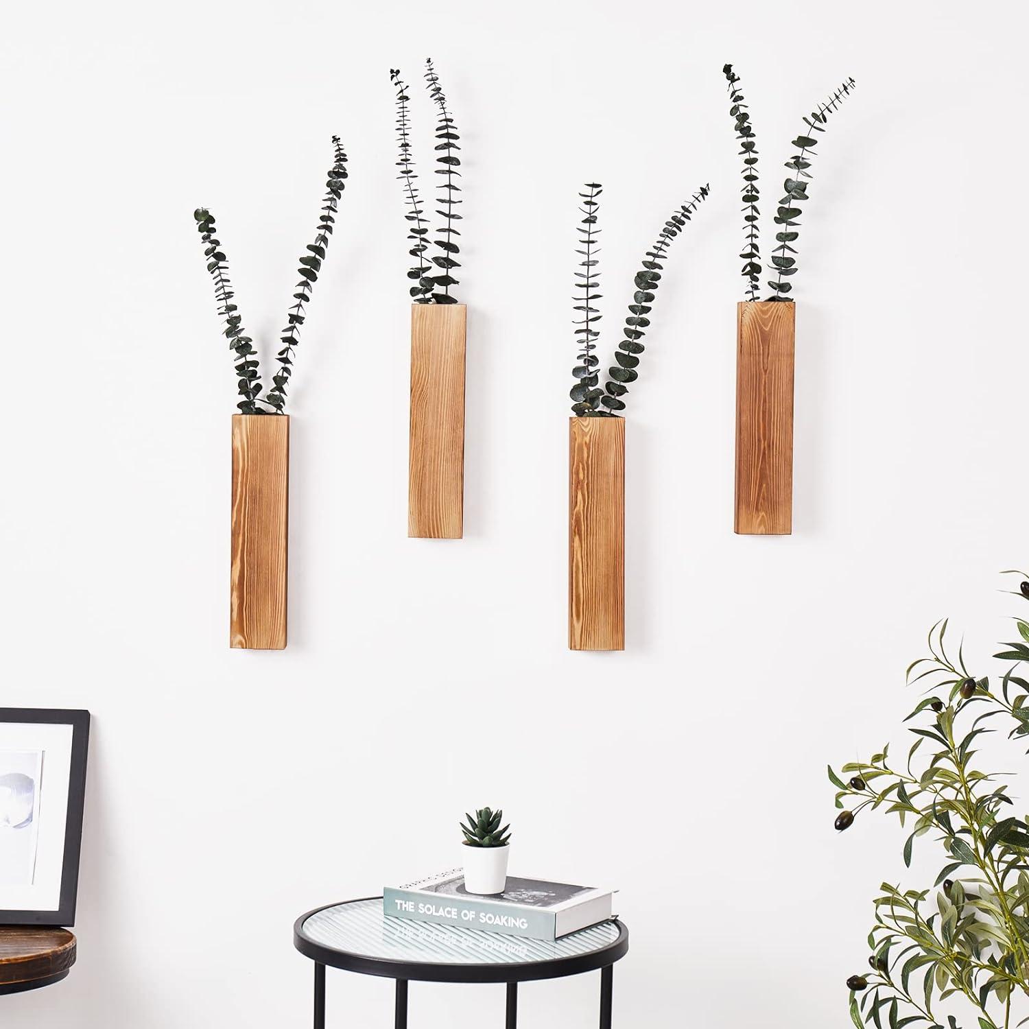 Wall Planters for Indoor Plants Modern Farmhouse Wooden Pocket Wall Vases for Dried Flowers and Faux Plants 4 Pack