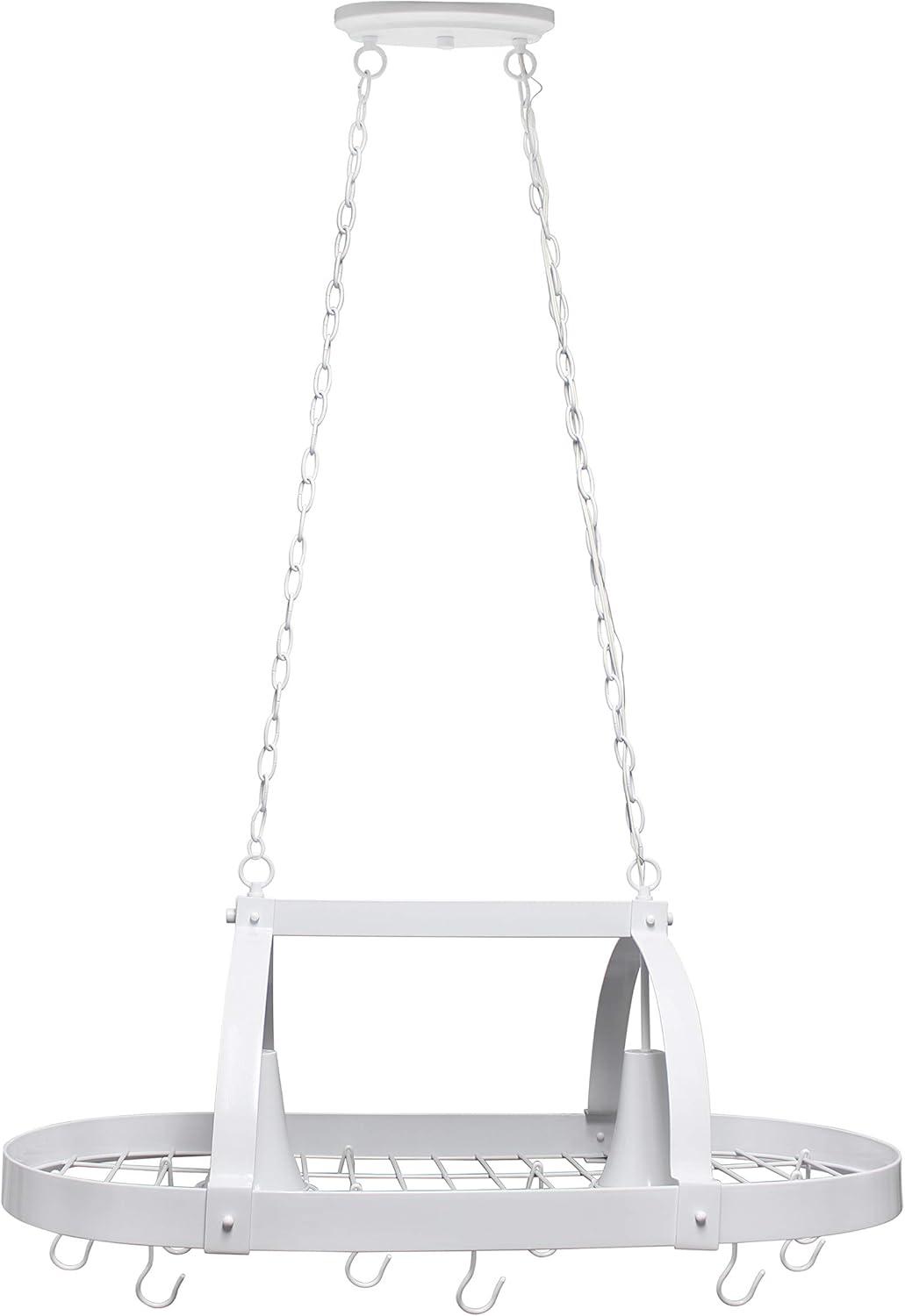 Elegant Designs 2-Light Kitchen Pot Rack with Downlights White