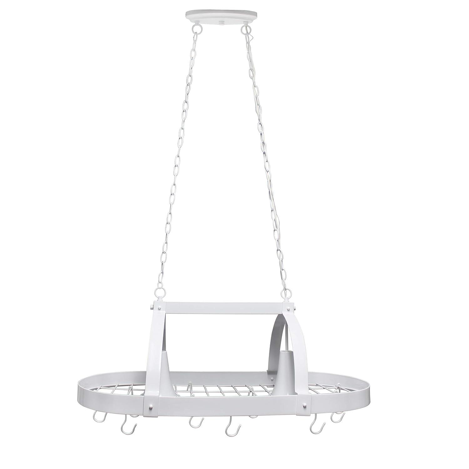 Elegant Designs 2-Light Kitchen Pot Rack with Downlights White