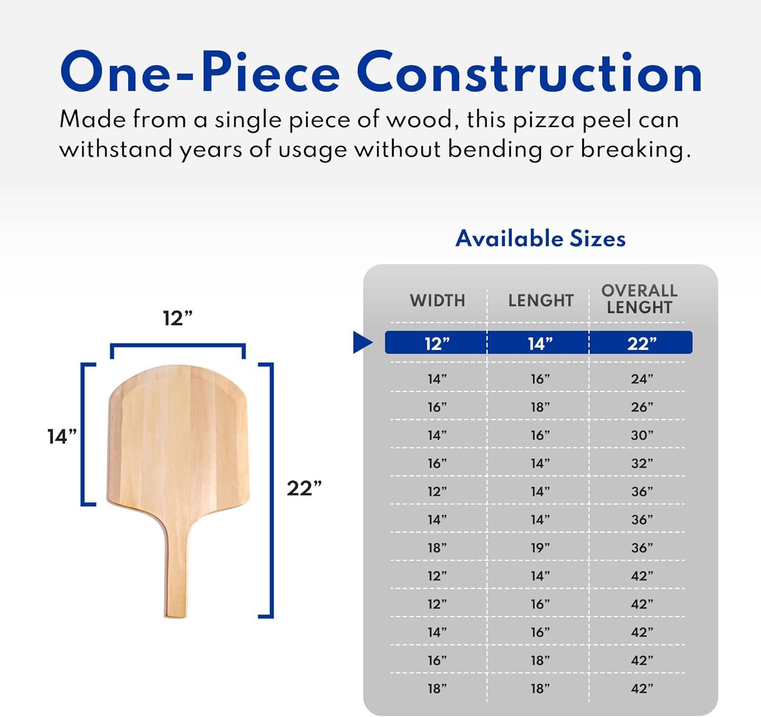 Natural Basswood Restaurant-Grade Pizza Peel with Handle