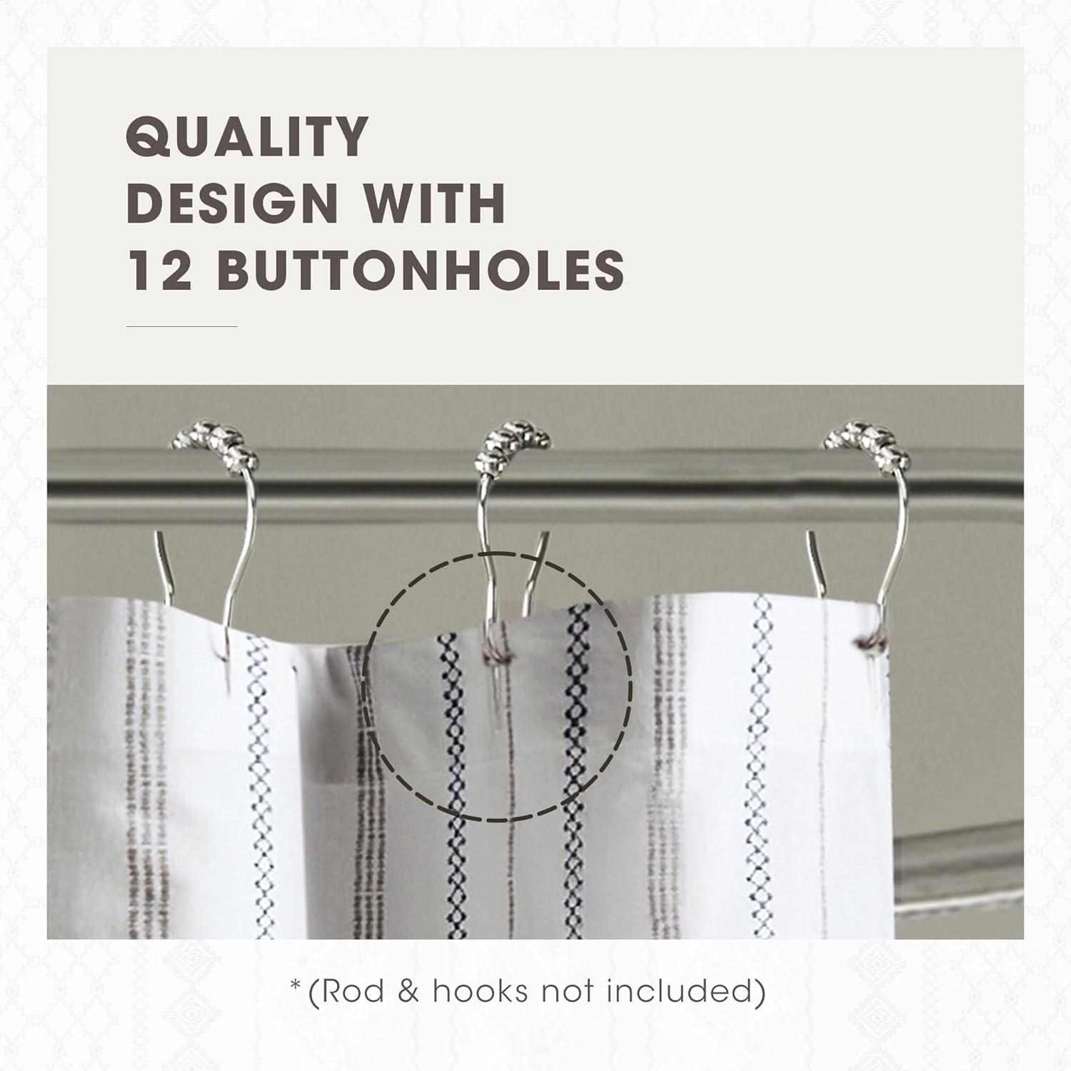 INK+IVY Imani 100% Cotton Printed Shower Curtain with Chenille