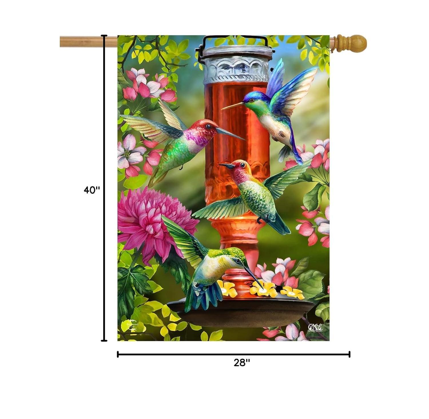 Hummingbird Feeder Spring House Flag Floral 28" x 40" Briarwood Lane