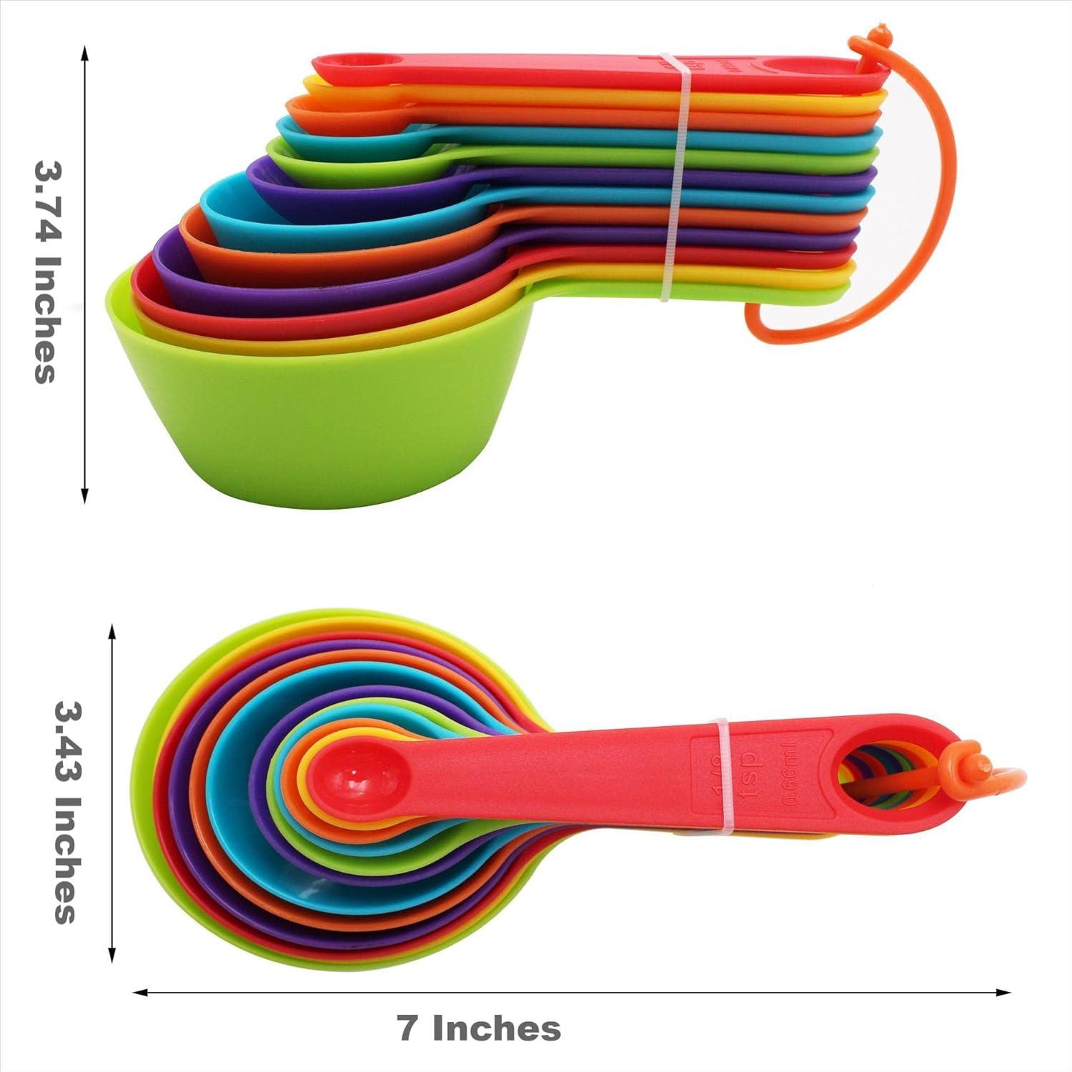 SPOORYYO 12-Piece Colorful Stackable Measuring Cup and Spoon Set for Precise Baking and Cooking