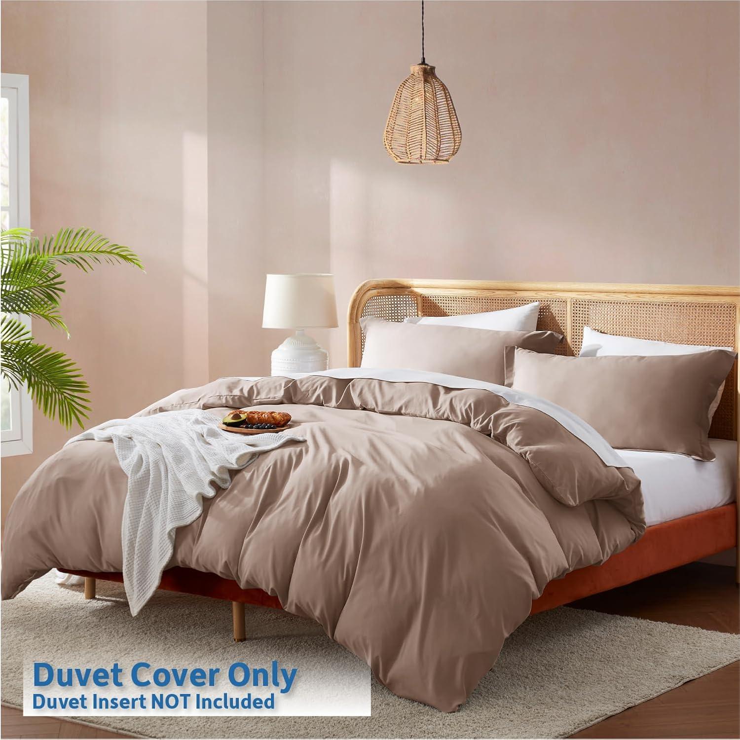 Nestl Twin Duvet Cover Set - Soft Double Brushed Khaki Duvet Cover Twin/Twin XL, 2 Piece, with Button Closure, 1 Duvet Cover 68x90 inches and 1 Pillow Sham