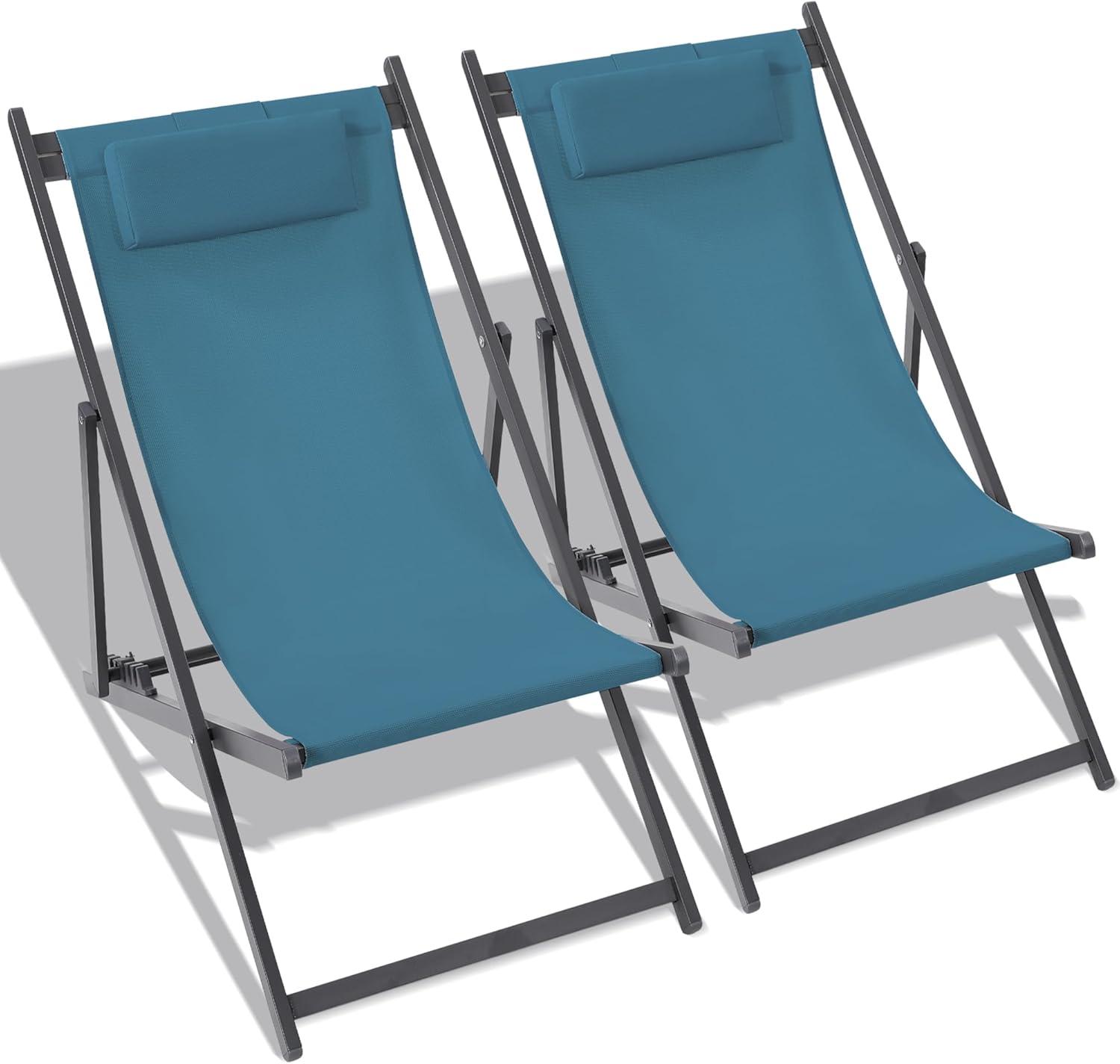 Of 2 Beach Sling Patio Chair,FoldingChairs PortableBeach ChairChair Low Slung X Shaped Portable For