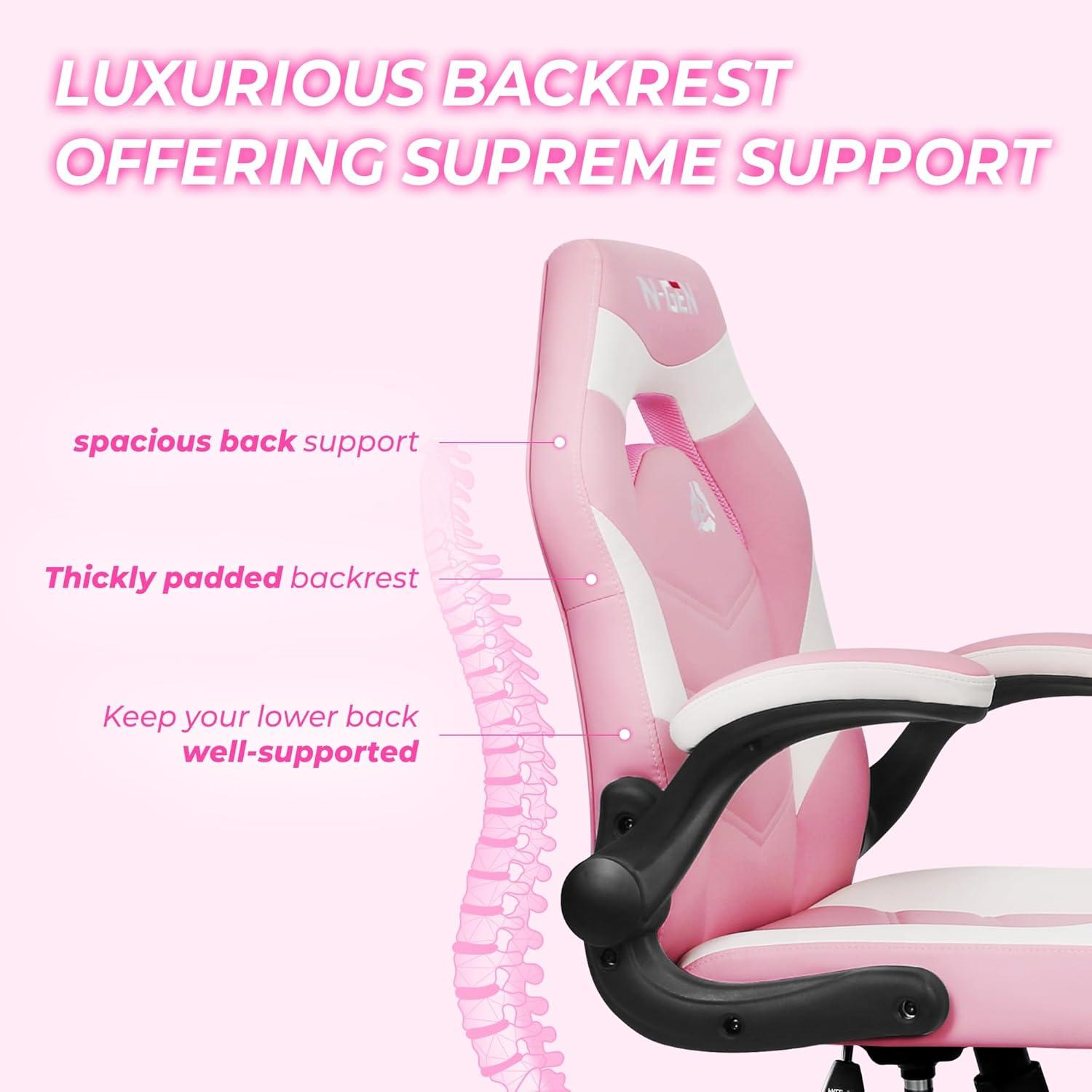 Neo Chair N-GEN Adjustable Ergonomic Faux Leather Swiveling PC & Racing Game Office Desk Chair with Flip-Up Arms