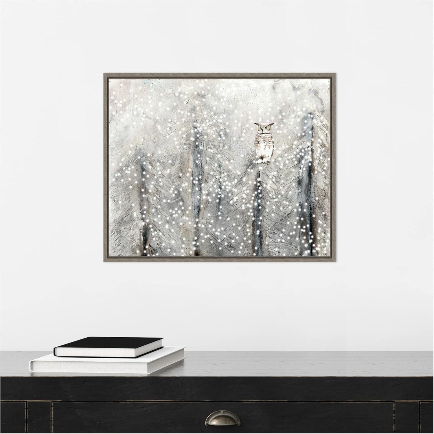 Amanti Art Snowy Habitat I (Owl) by Alicia Ludwig Canvas Wall Art Print Framed 20 x 16-in.