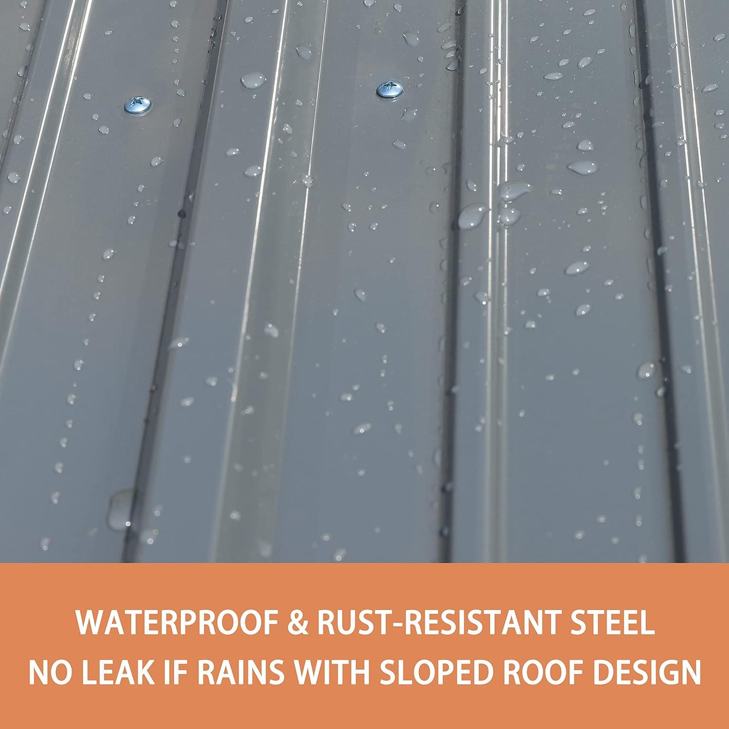 VEIKOUS  Outdoor Metal Storage Shed with Lockable Door and Air Vents for Garden 8x10