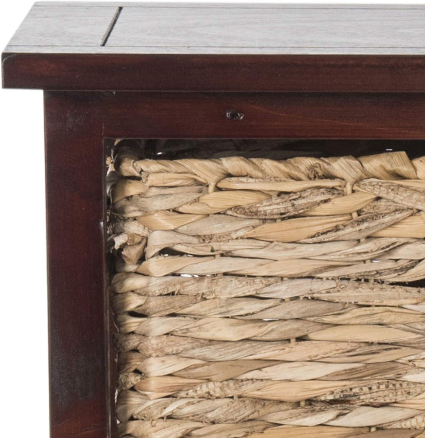 Halle 3 Wicker Basket Storage Side Table - Vintage Grey - Safavieh.