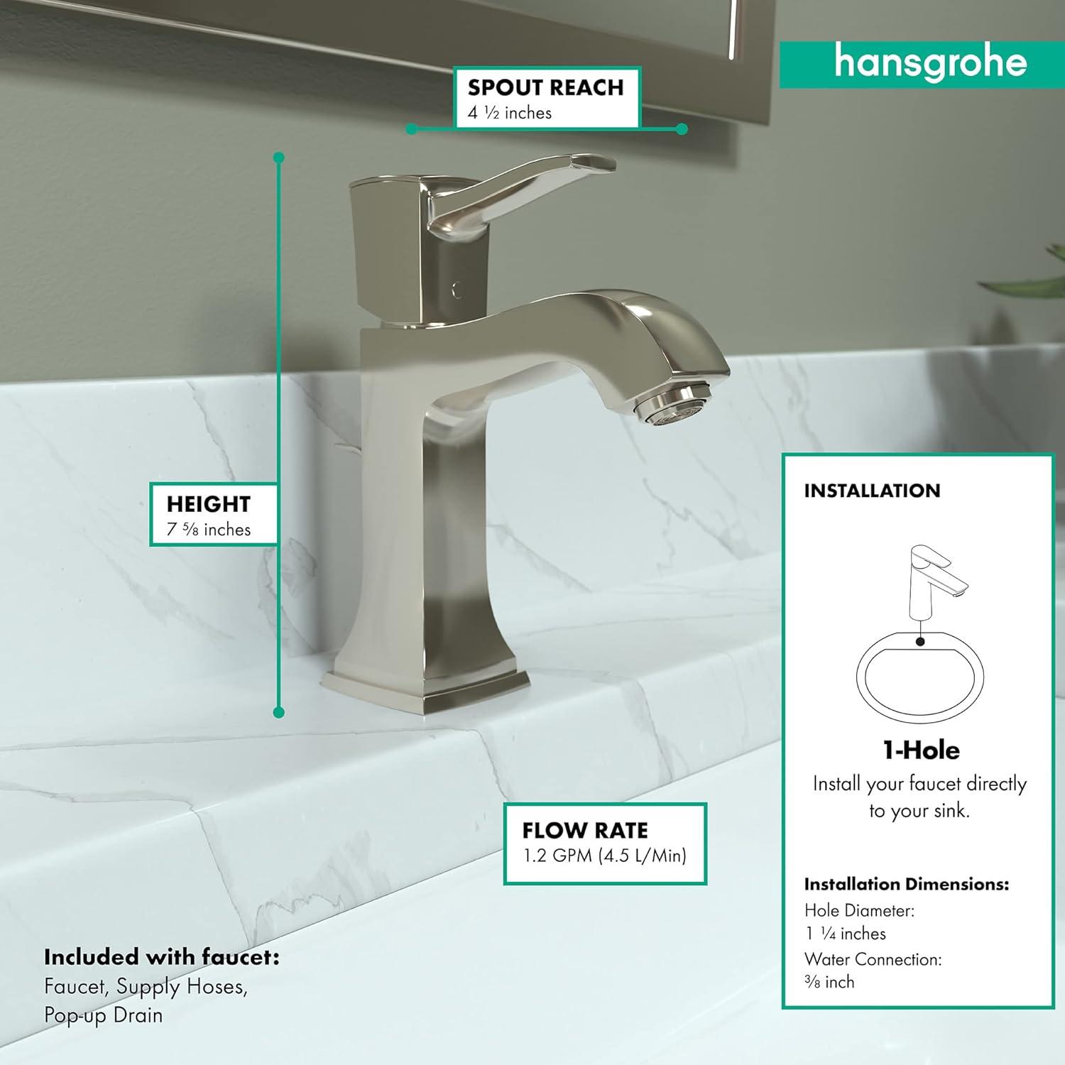 Hansgrohe Metropol Classic Single-Hole Faucet 110 with Drain Assembly, 1.2 GPM