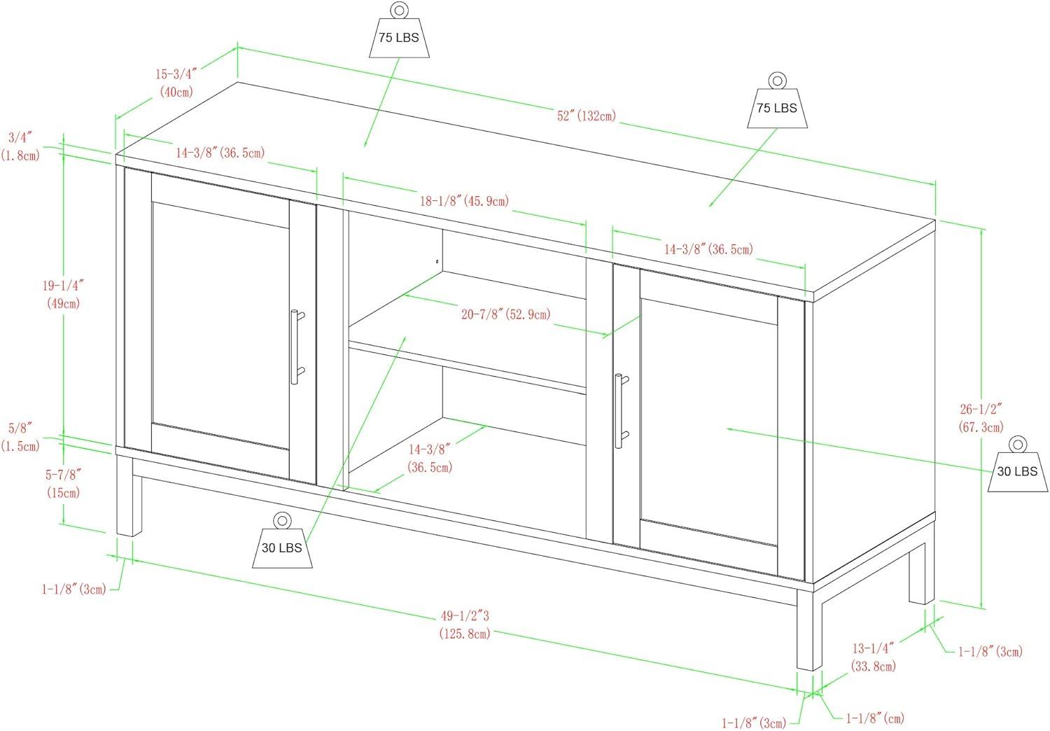 Walker Edison Modern 2-Door TV Stand for TVs up to 58", White