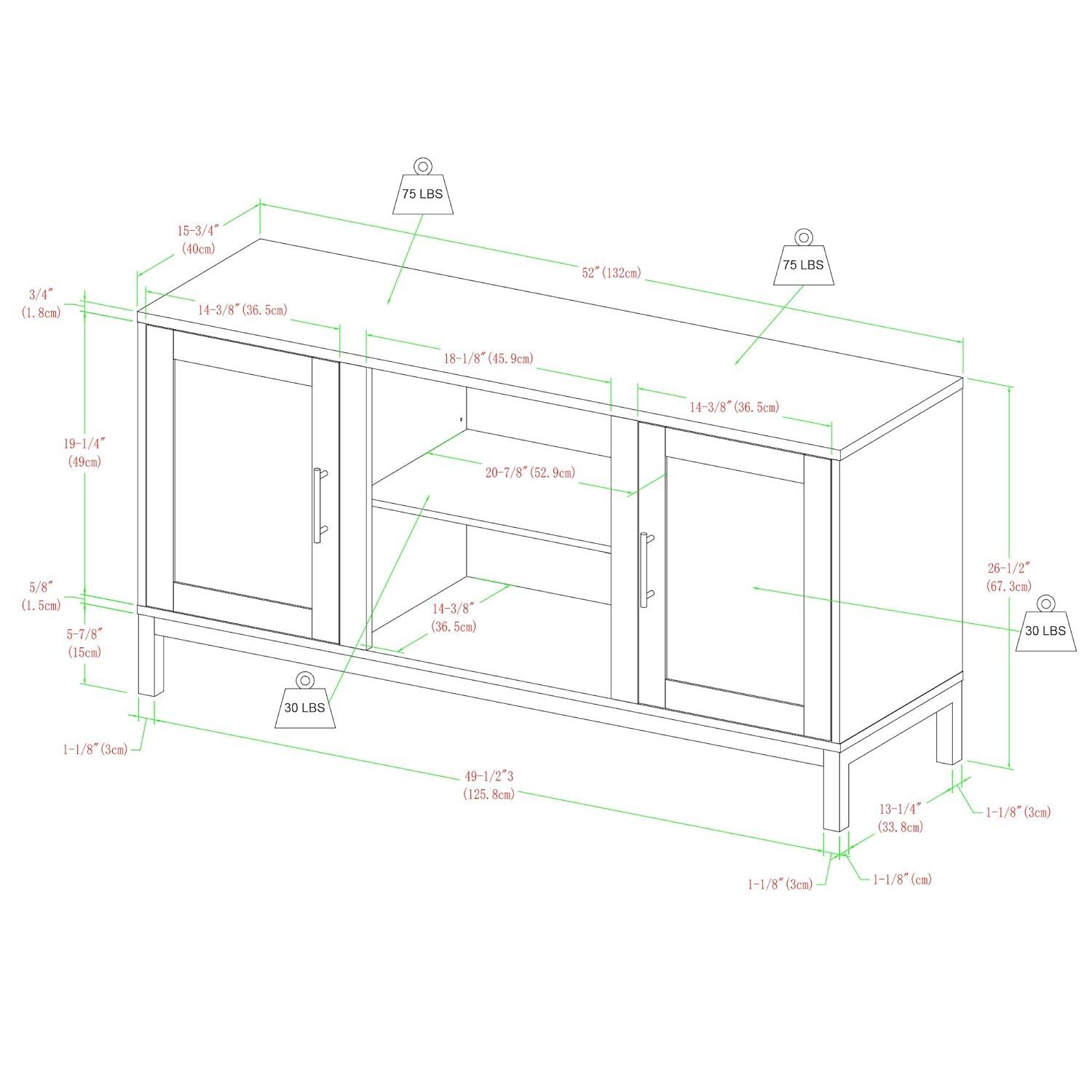 Walker Edison Modern 2-Door TV Stand for TVs up to 58", White