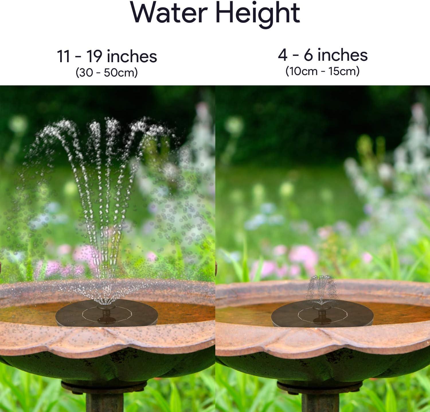 Dartwood Solar Bird Bath and Water Fountain with 4 Different Nozzle Heads - Perfect for Bird Baths and Small Ponds