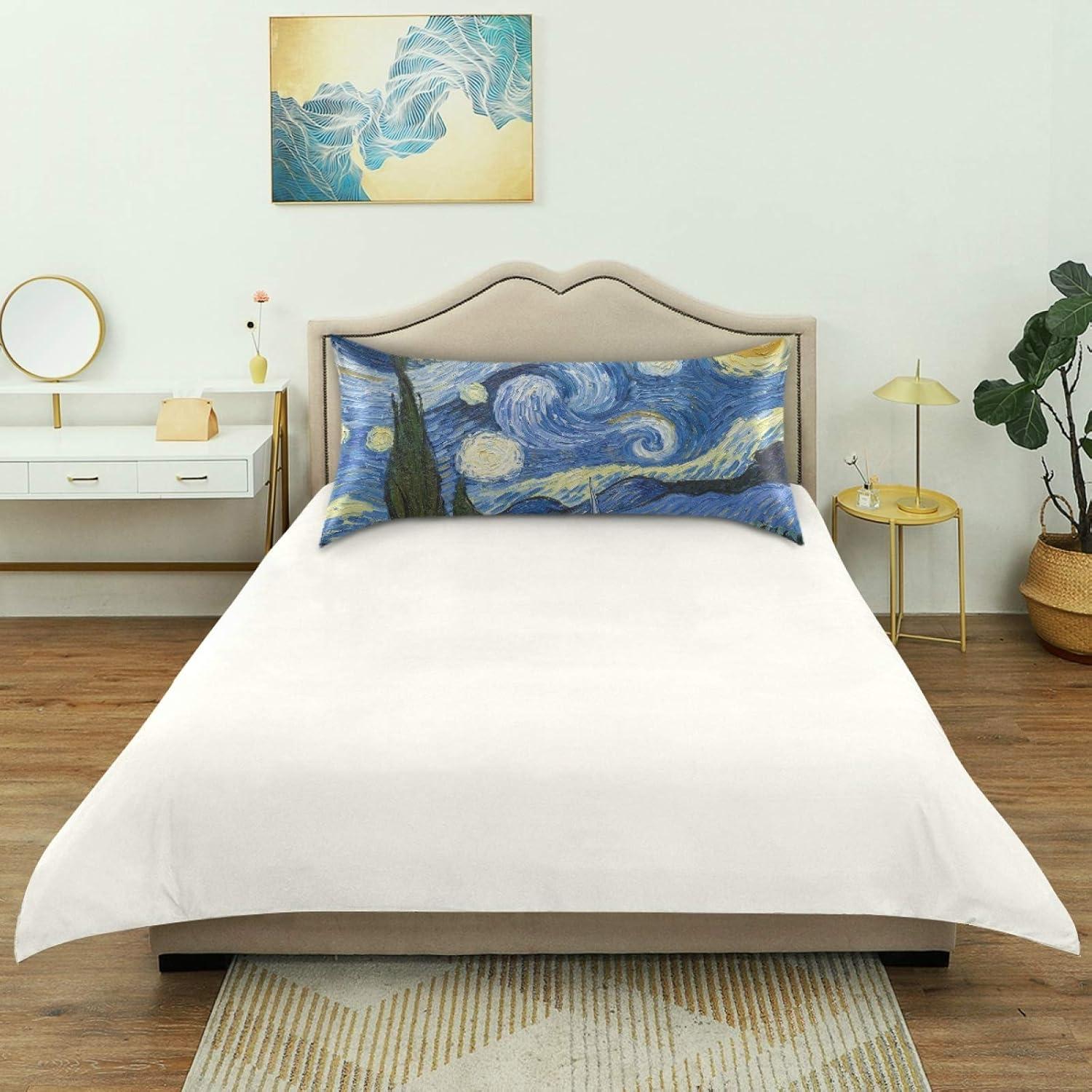 Starry Night Satin Pillowcase with Envelope Closure, Standard Size