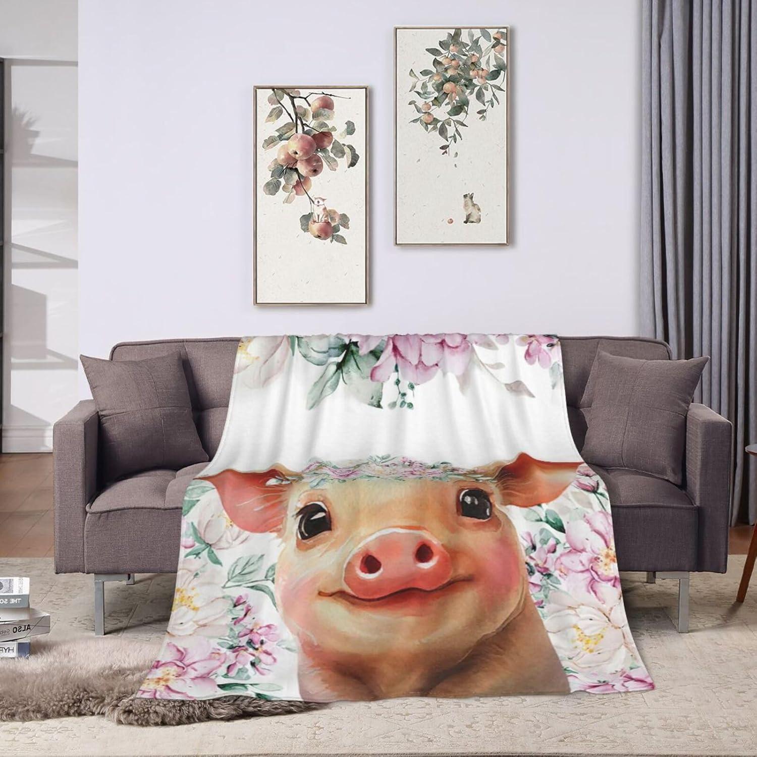 Pig Blanket Cute Pig Plush Throw Blanket Super Soft Cozy Warm Fleece Pig Bedding Blanket Gifts for Kids Girls Boys Women 40"X50"