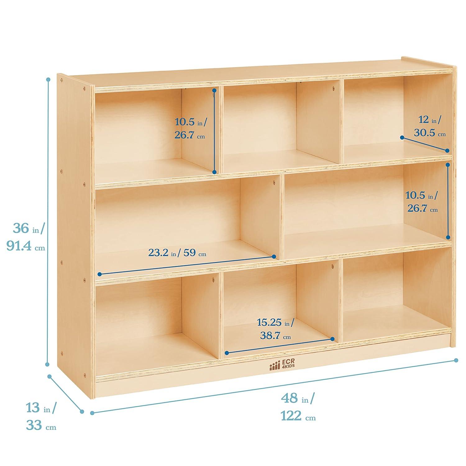 ECR4Kids 8-Compartment Mobile Storage Cabinet, 36in, Classroom Furniture