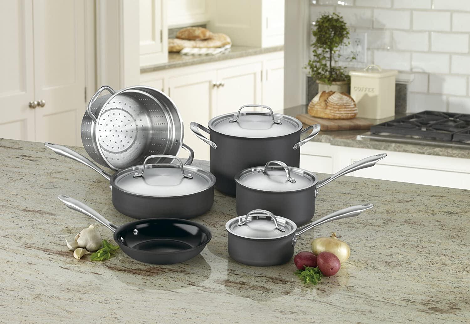 Gray Non-Stick Aluminum 10-Piece Cookware Set