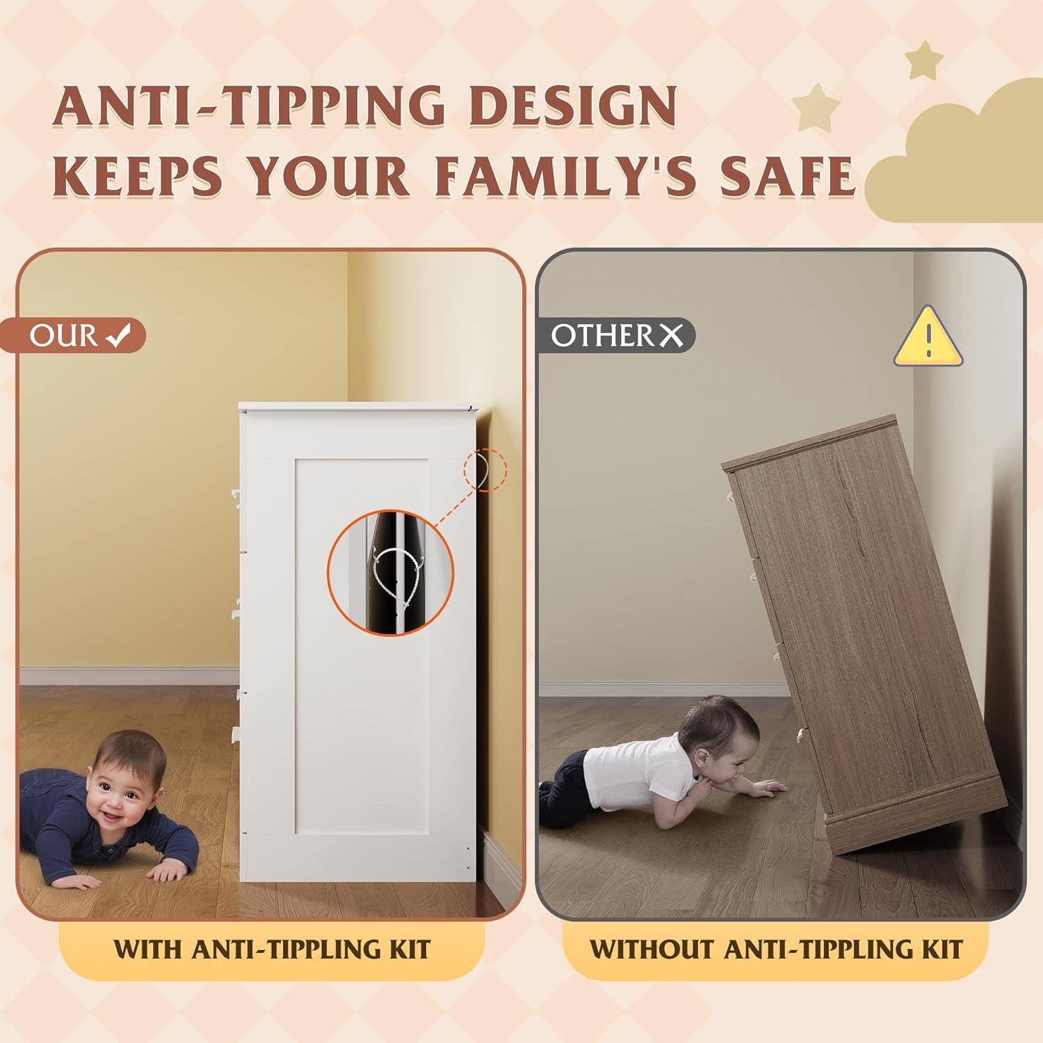 Miekor 6 Drawer Double Dresser for Bedroom, Wide Storage Cabinet for Living Room Home Entryway, White G6054