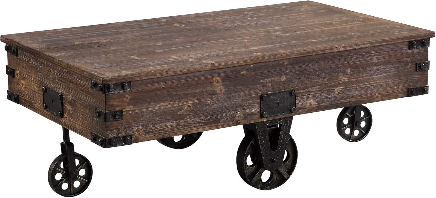 FirsTime & Co. Brown Factory Cart Coffee Table, Farmhouse, Rustic, Rectangular, Wood, 47.25 x 27.5 x 18 in