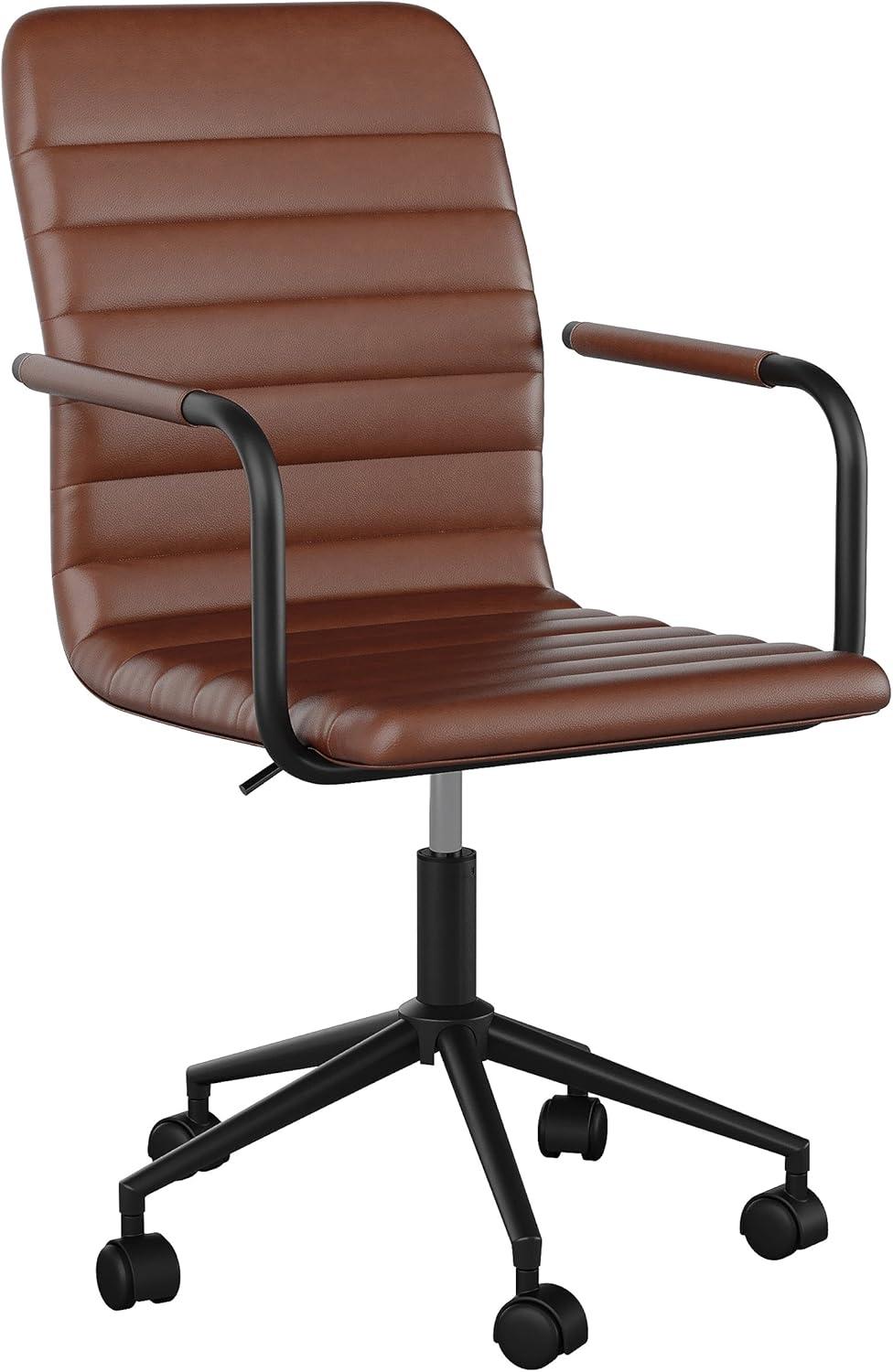 Hargrove Taytum Mid-Back Swivel Faux Leather Desk Chair with Padded Seat and Arms by Martha Stewart