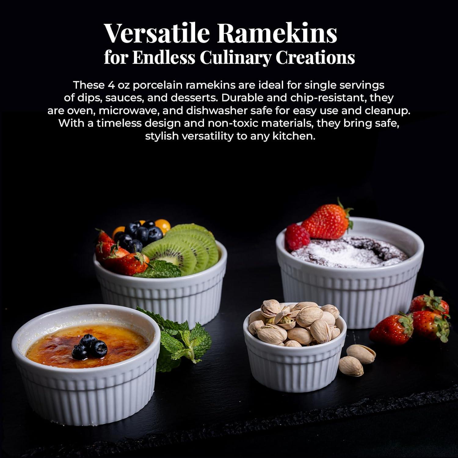 Furmaware Furmaware 3 oz White Ceramic Round Ramekins (Set of 6)