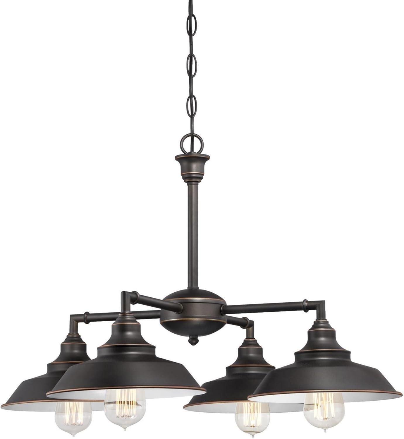 Westinghouse 6343300 Iron Hill Four-Light Indoor Convertible Chandelier/Semi-Flush Ceiling Fixture, Oil Rubbed Bronze Finish with Highlights