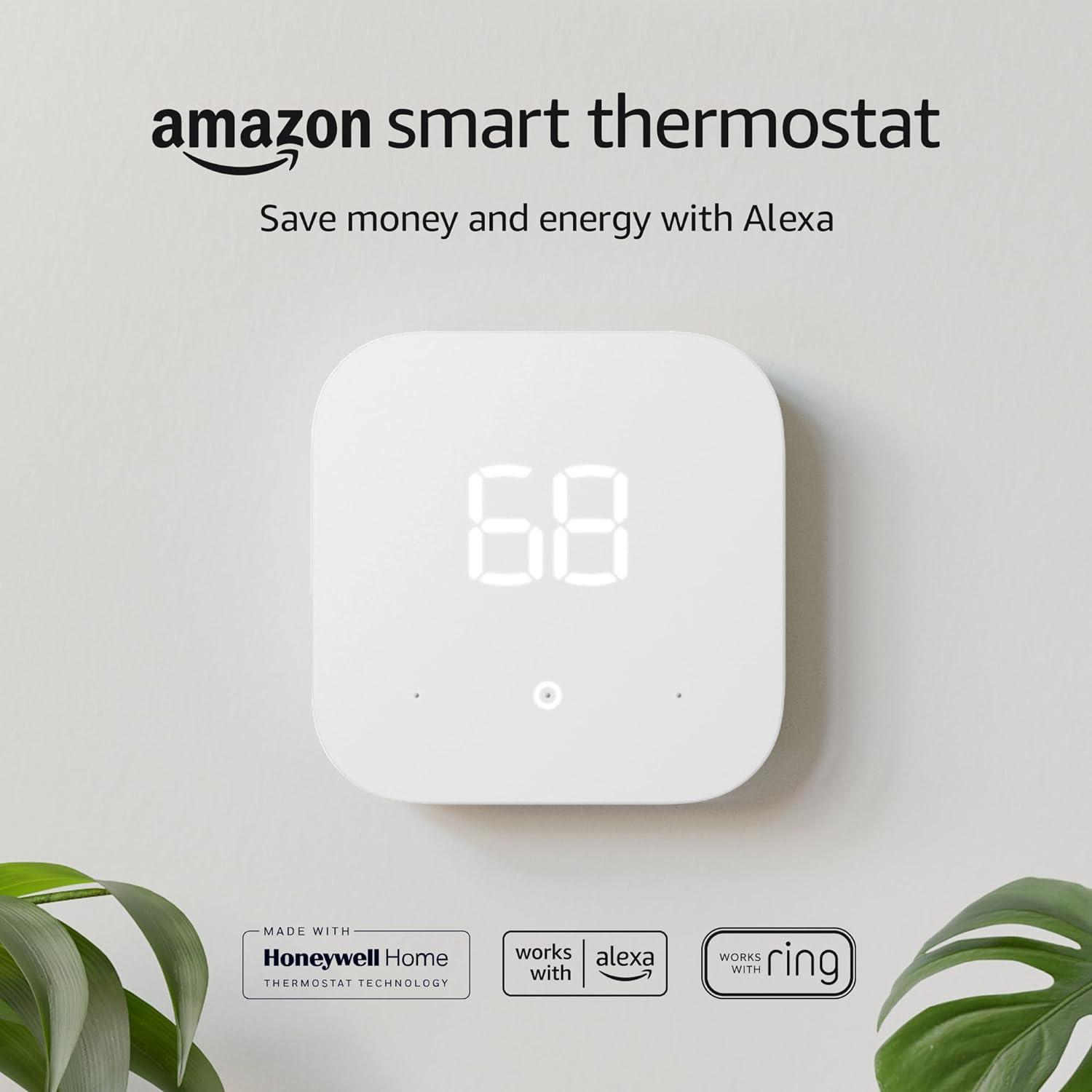 White Square Digital Smart Thermostat with Alexa and Ring Compatibility