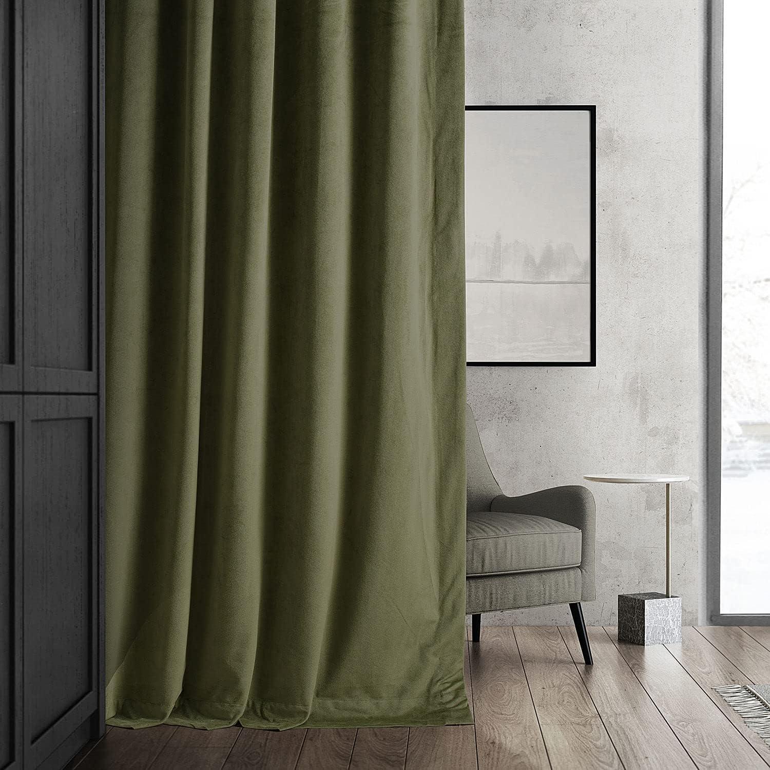 Hunter Green Velvet Blackout Thermal Curtain 50"W x 84"L