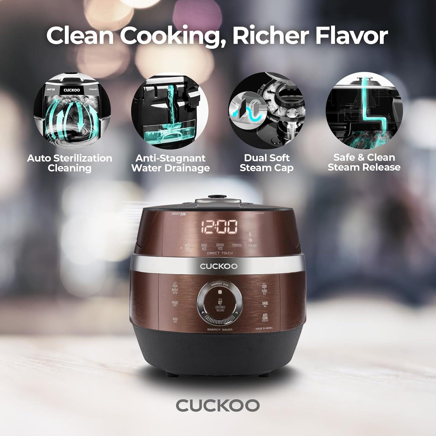 CUCKOO 10-Cup Induction Heating Pressure Rice Cooker and Warmer Bronze: 14 Settings, Automatic Keep Warm, Dishwasher-Safe Parts