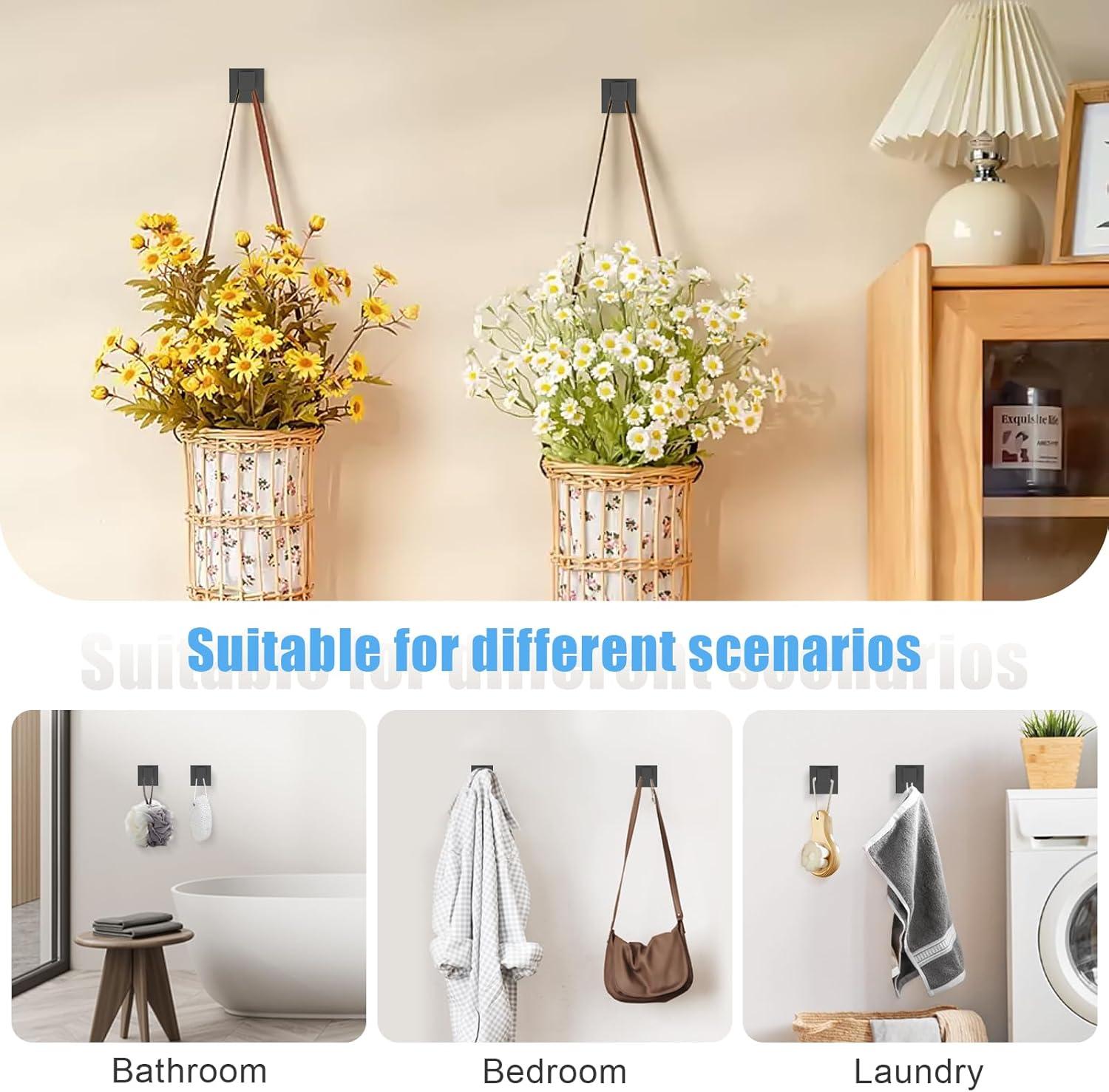 TURS Black Towel Bar Set Bathroom 5-Piece Bathroom Hardware Sets Towel Ring Toilet Paper Holder 2 Towel Hook Stainless Steel Wall Mounted Towel Holder Set