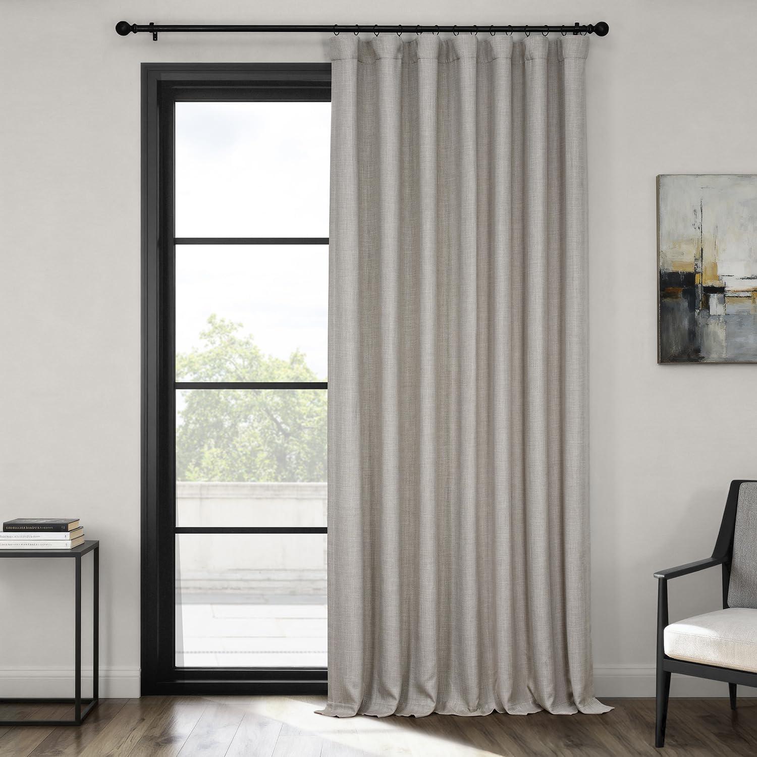 Oatmeal Faux Linen Extra Wide Room Darkening Curtain (1 Panel), Oatmeal, 100W X 108L