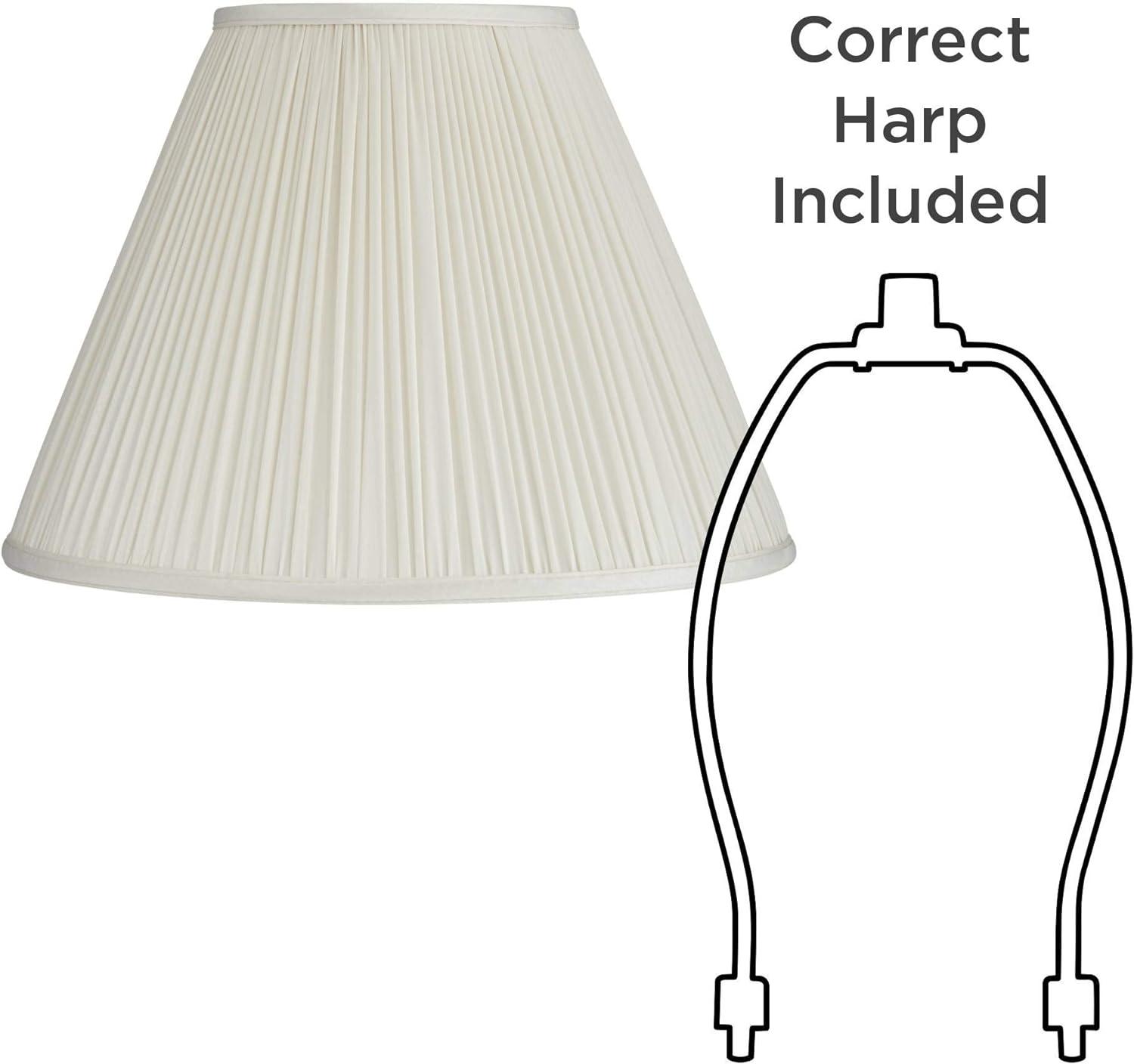 Springcrest Beige Mushroom Pleated Medium Empire Lamp Shade 7" Top x 16" Bottom x 12" Slant x 11.25" High (Spider) Replacement with Harp and Finial