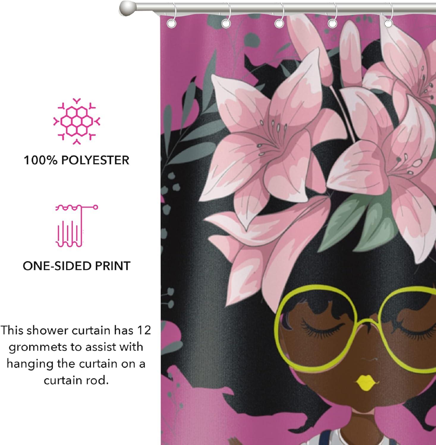Pardon My Fro | Lily Grommet Shower Curtain, Pink