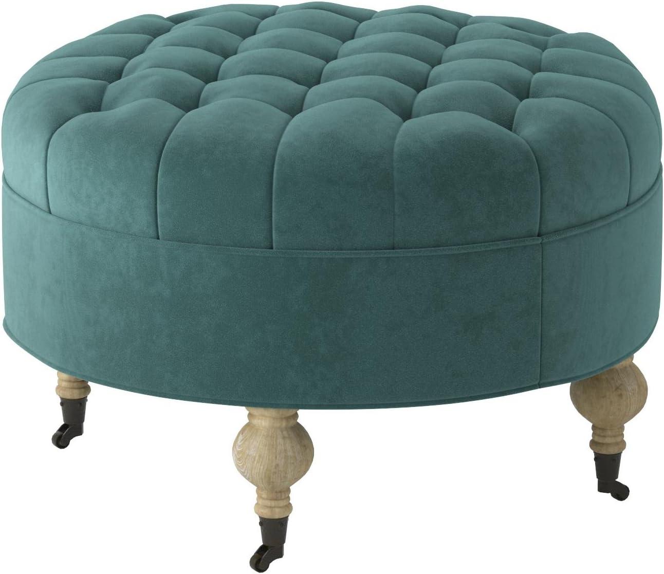 SAFAVIEH Clara Tufted Round Ottoman Marine
